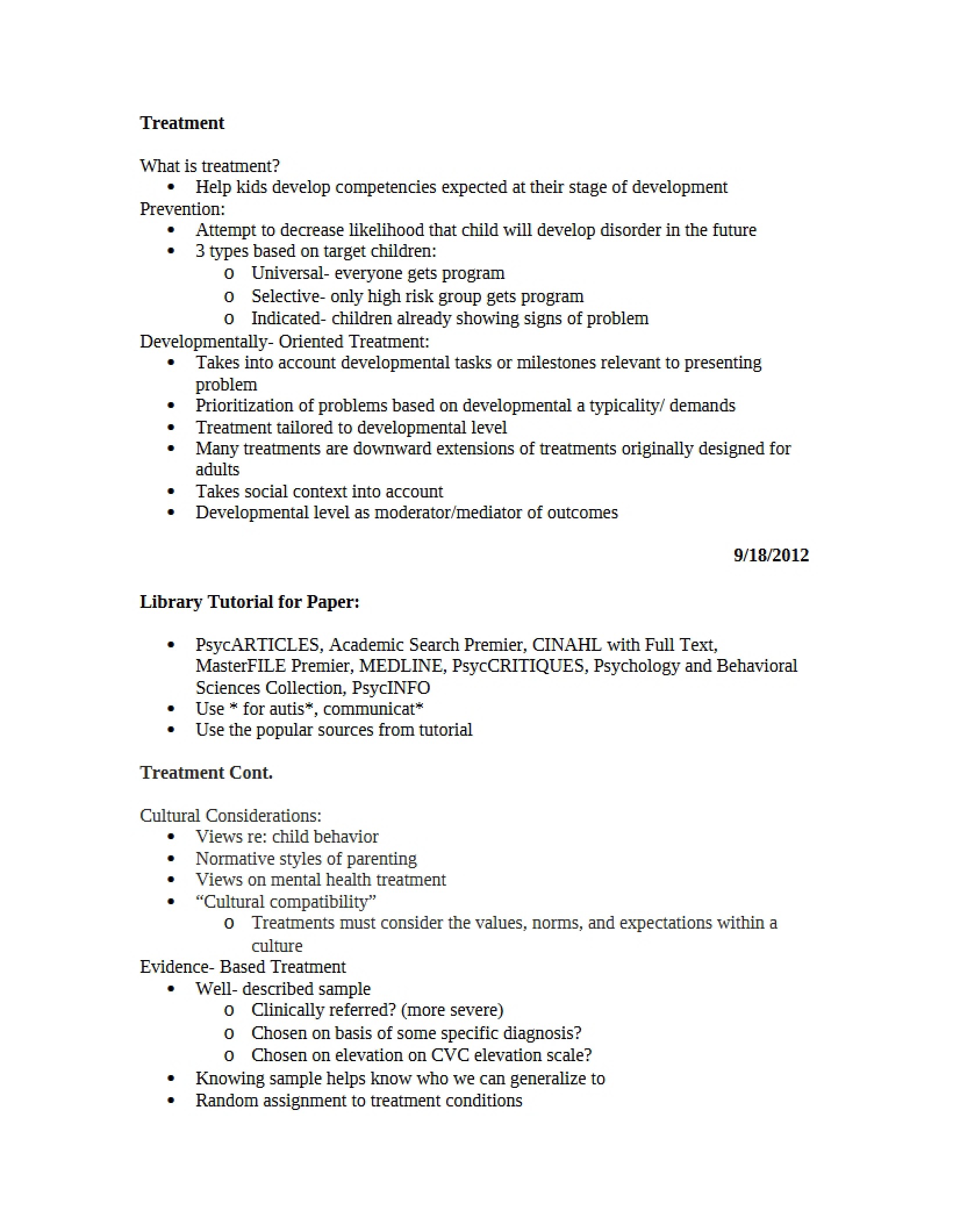 Strategies for Treatment