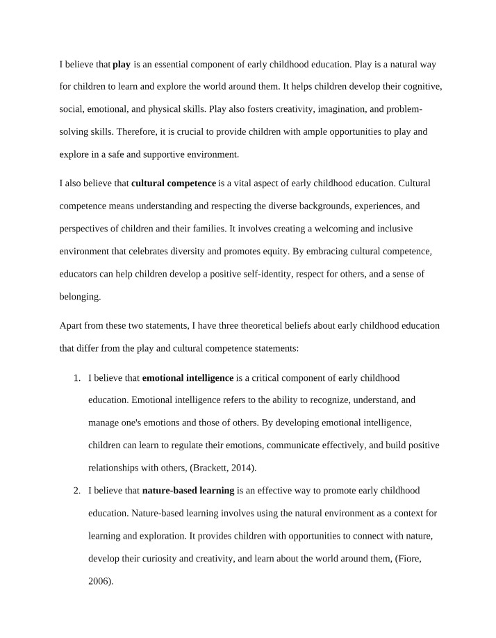 Importance of Cultural Competence and Play in Early Childhood Education