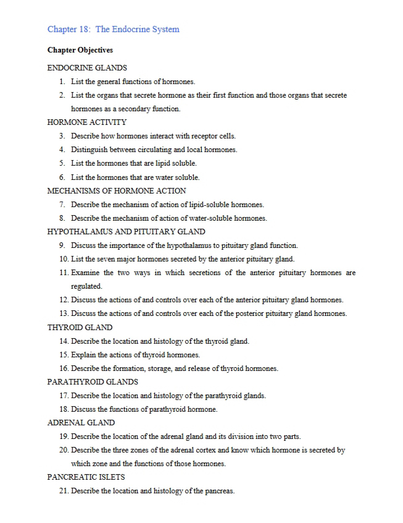 System of Endocrine Glands