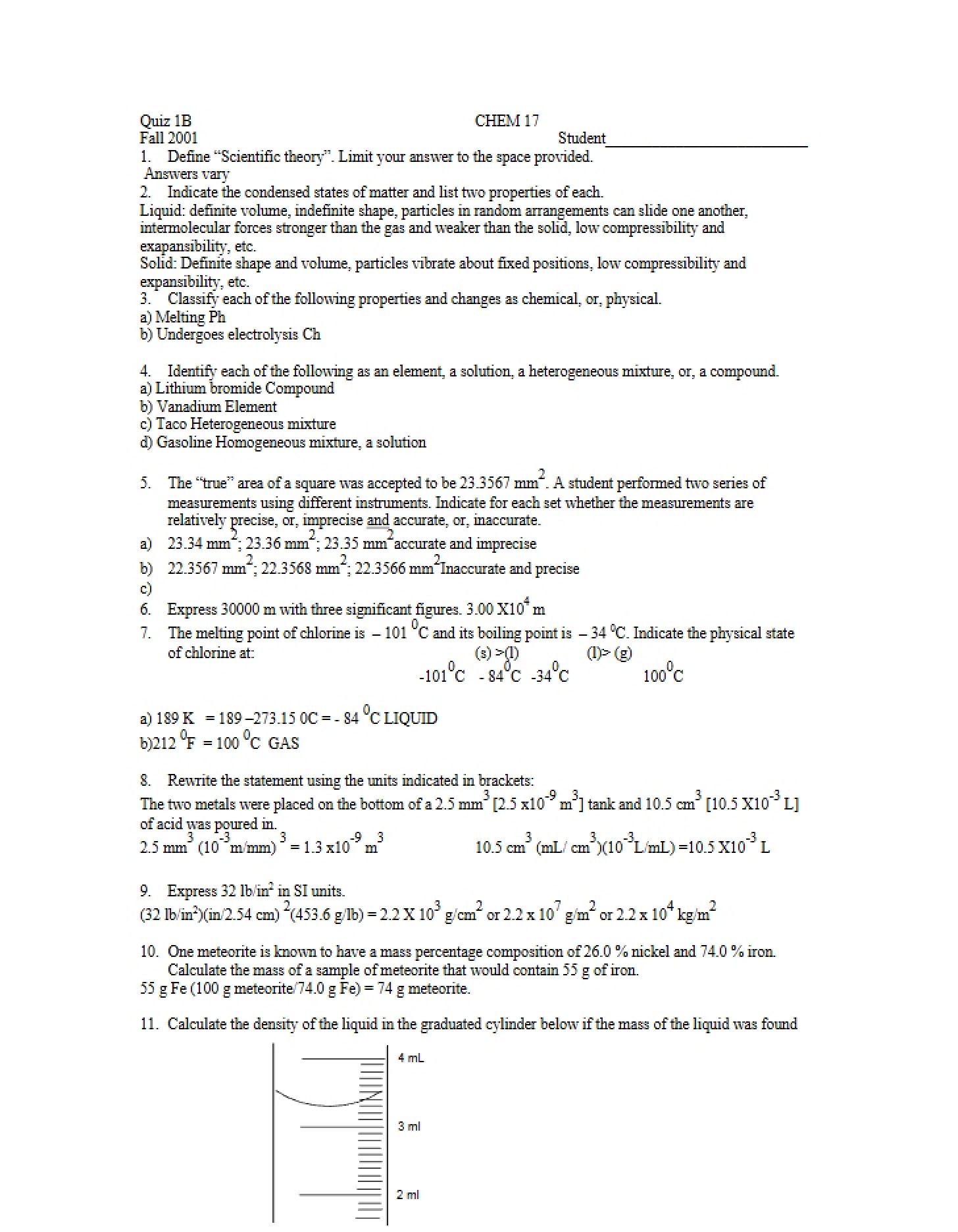 Key to Quiz