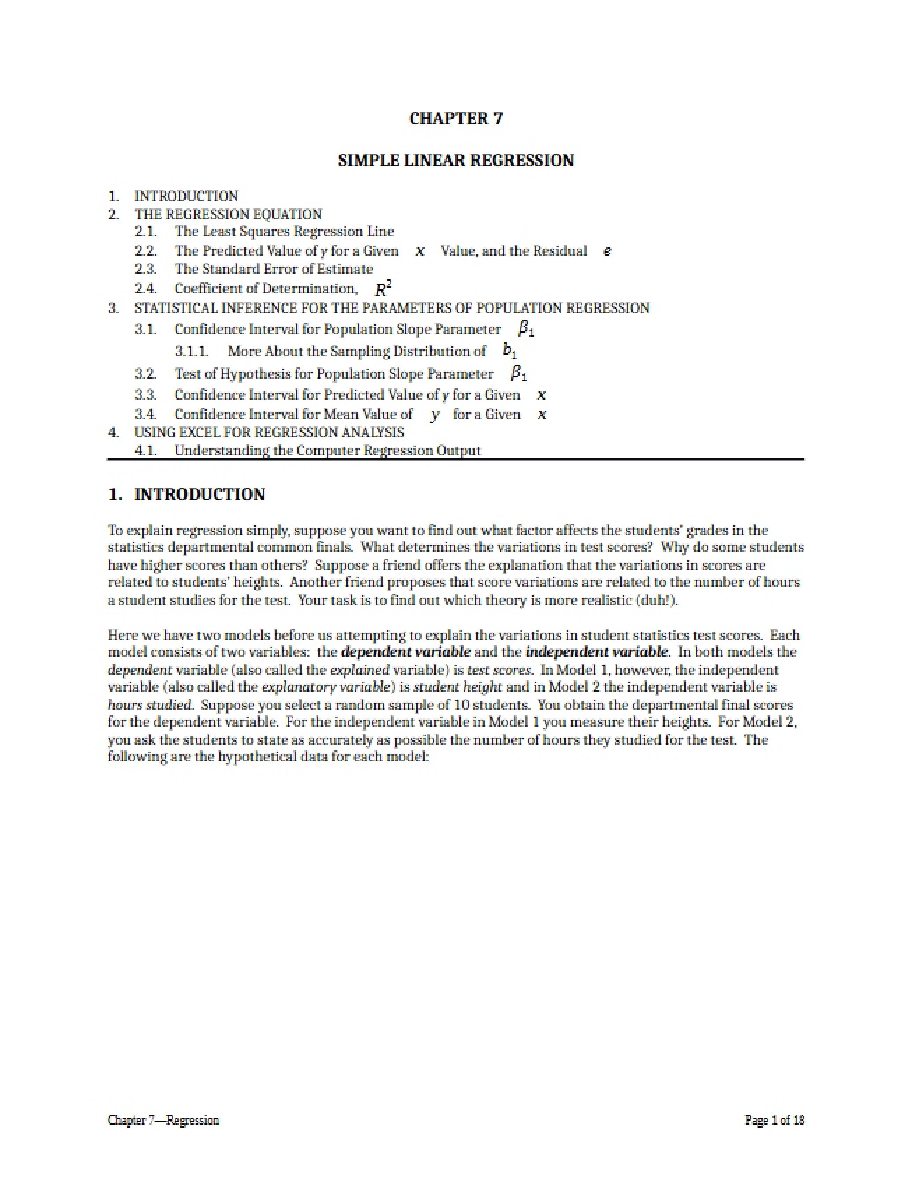 Regression (Topic 7)