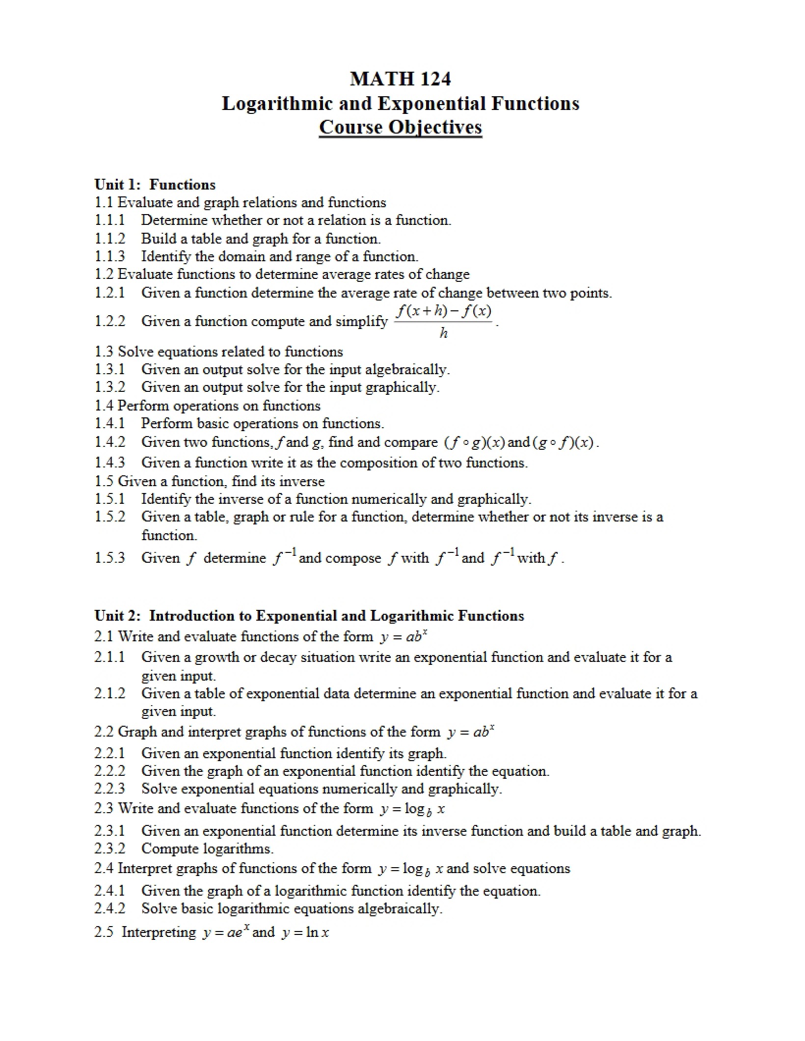 Exponential and Logarithmic Functions