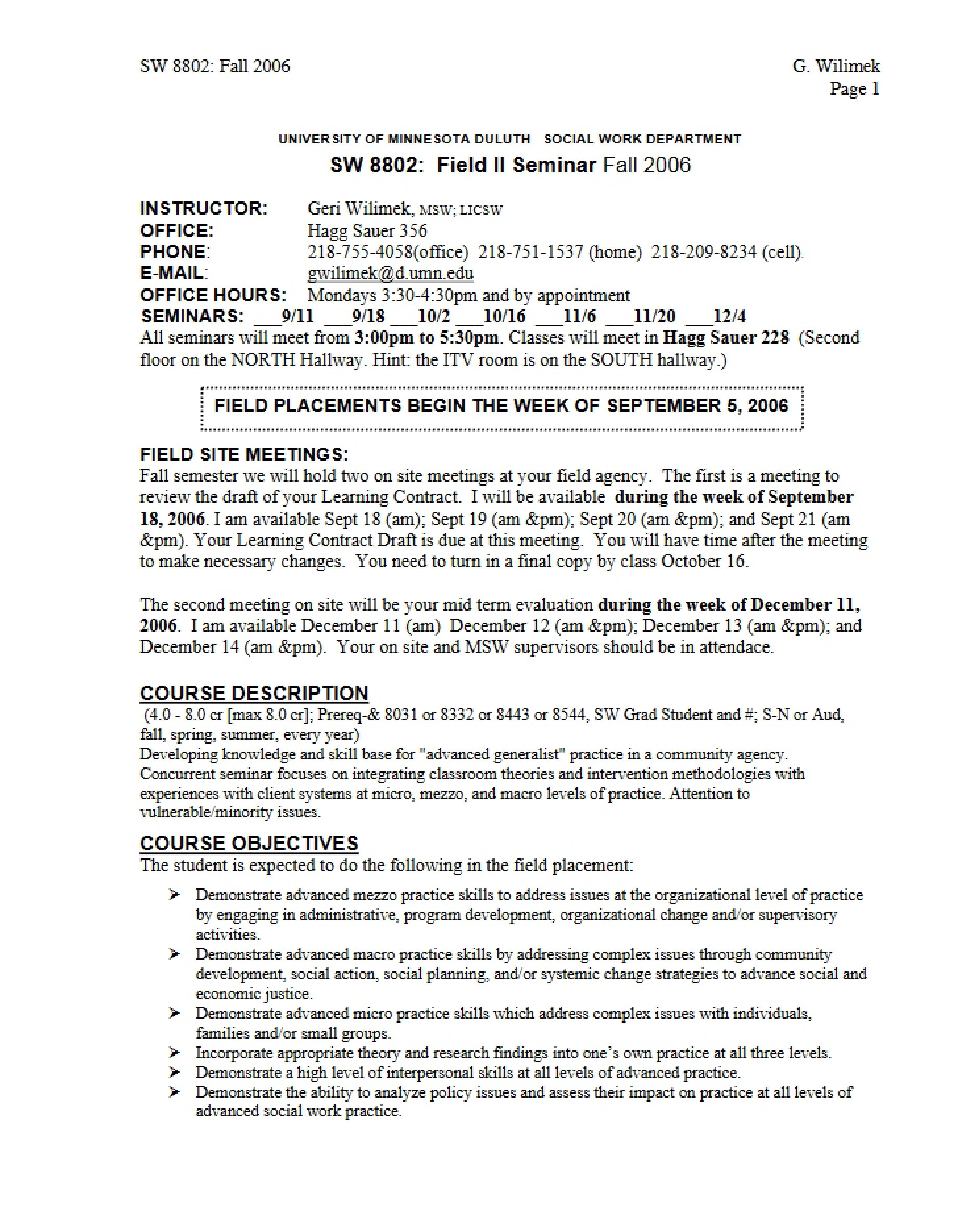 Seminar for Field II