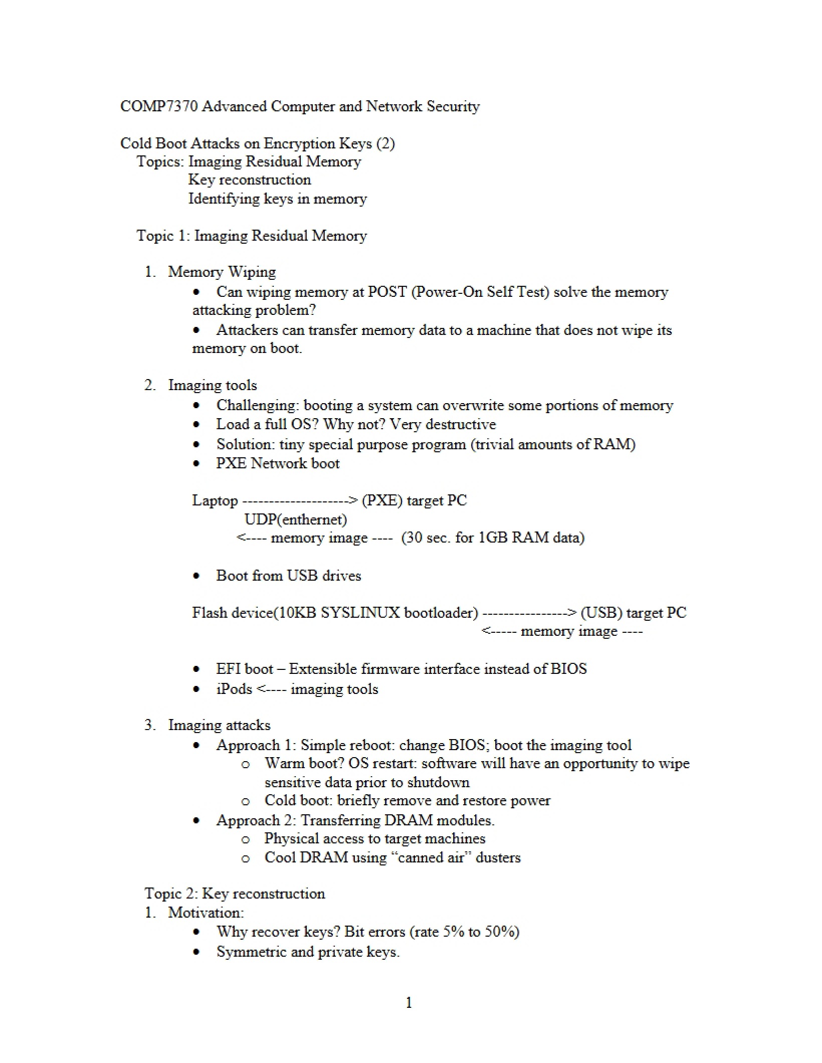 Imaging Residual Memory Topic 1