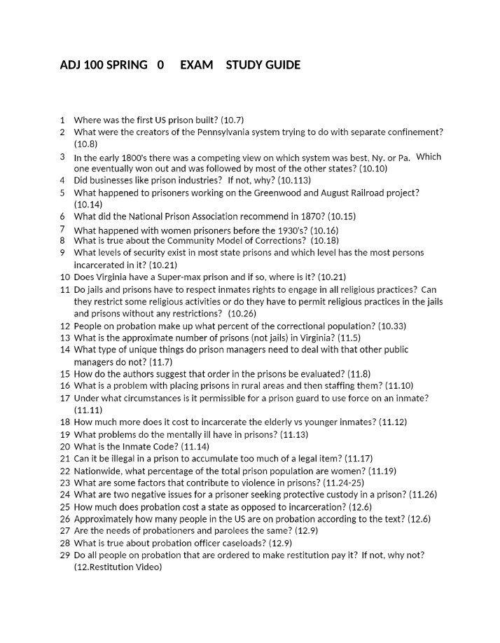 Exam 4 Study Guide - ADJ 100 (Spring 2022)