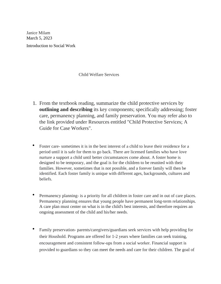 Child Welfare Services - Foster Care and Permanency