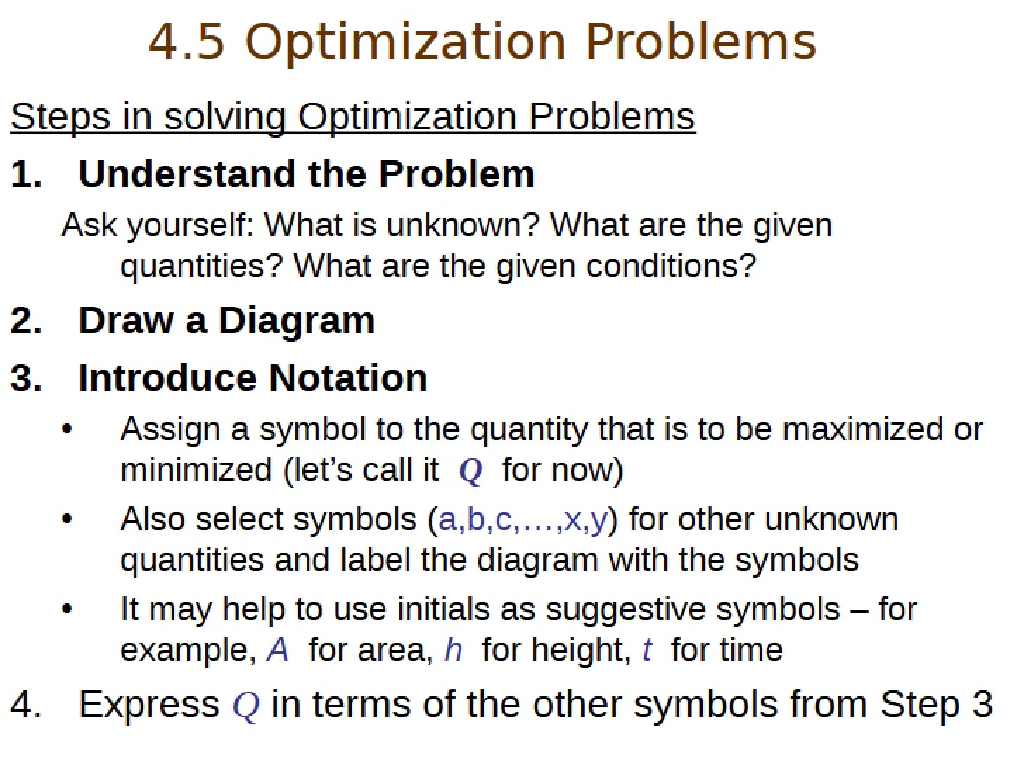 Problems of Optimization