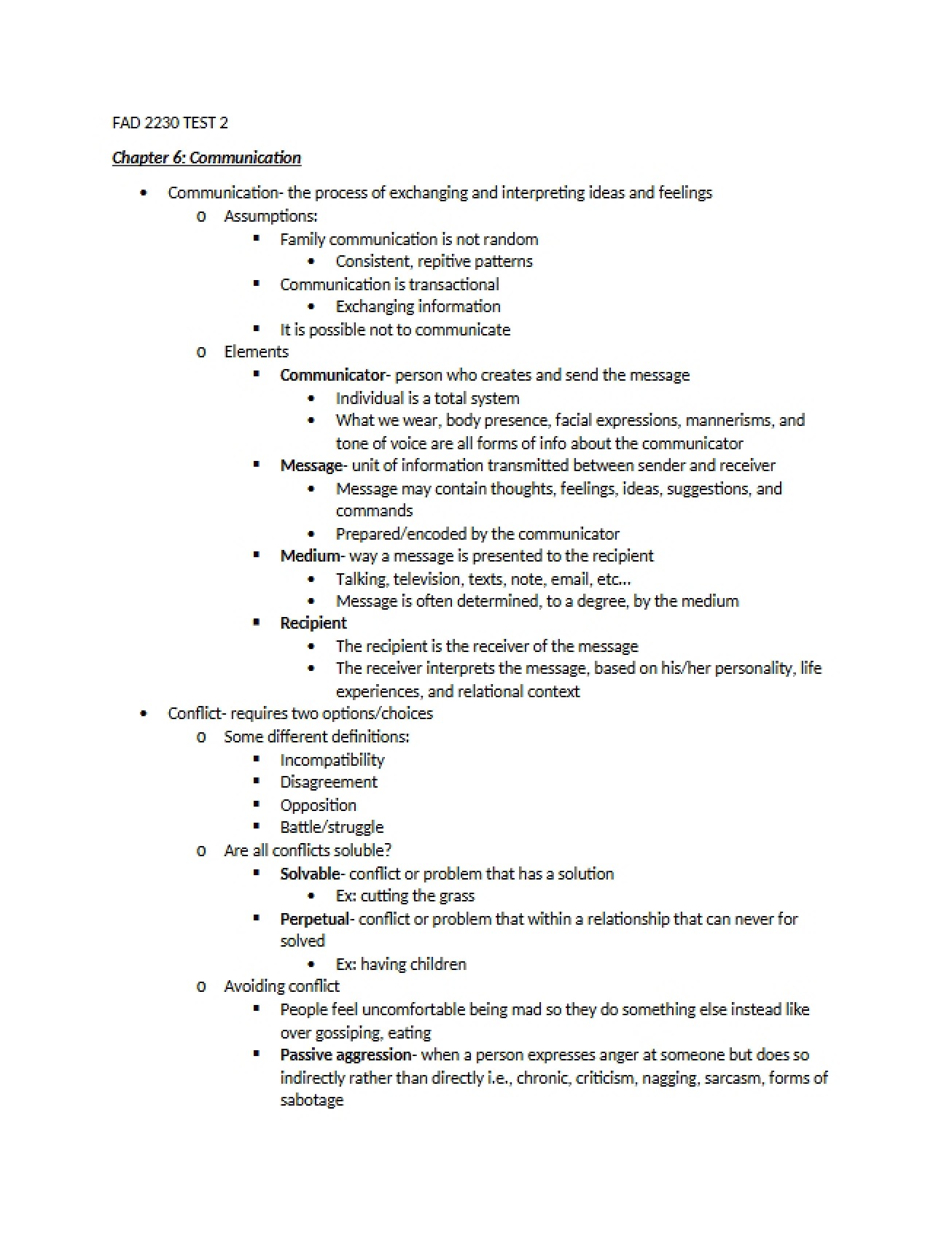 Discussion Notes on Communication from Chapter 6