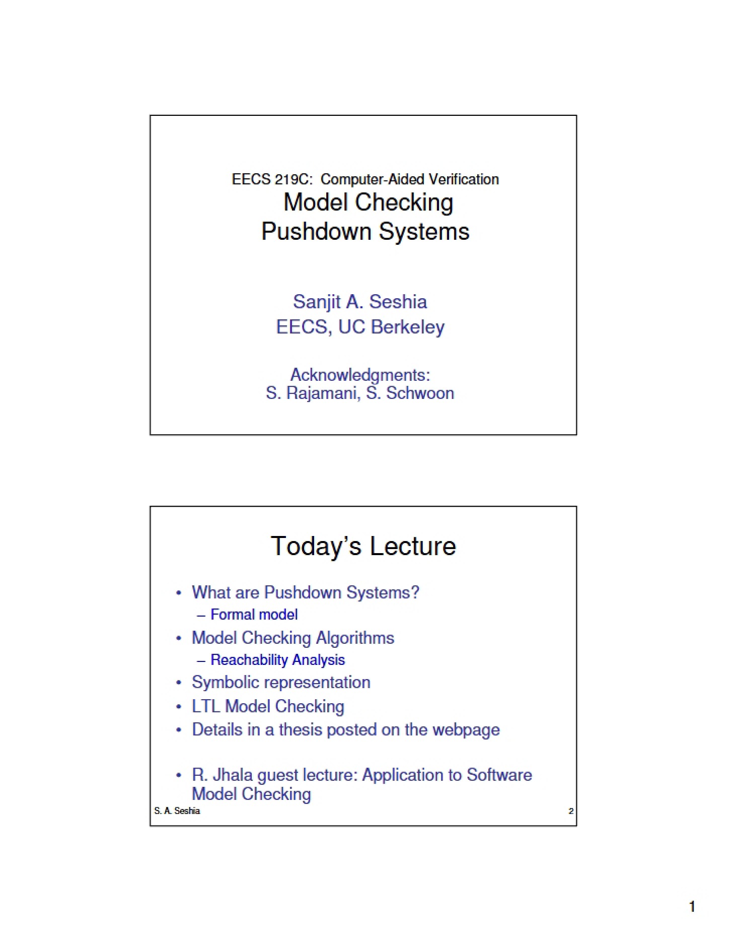 Pushdown Systems Model Checking