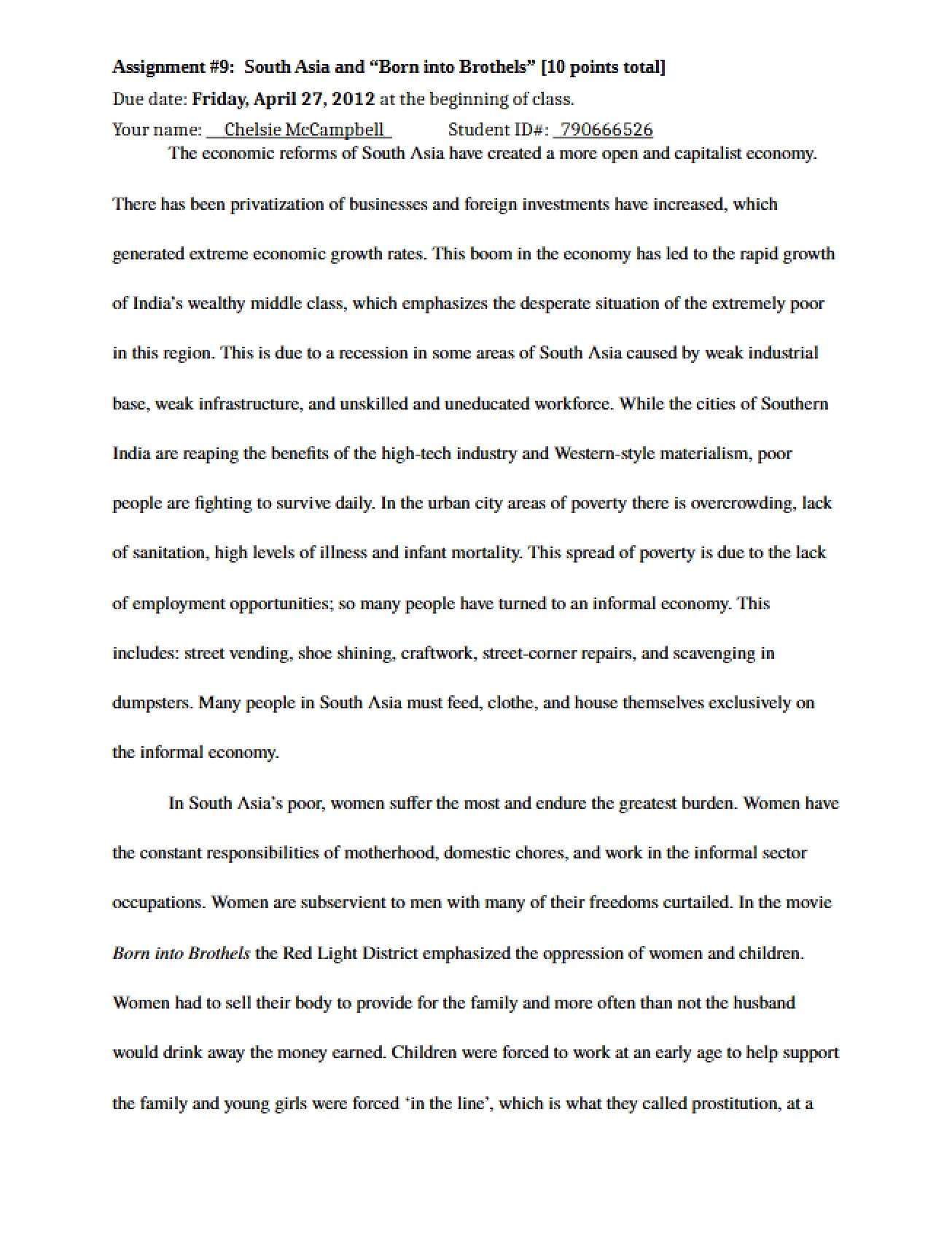 South Asia Assignment Nine