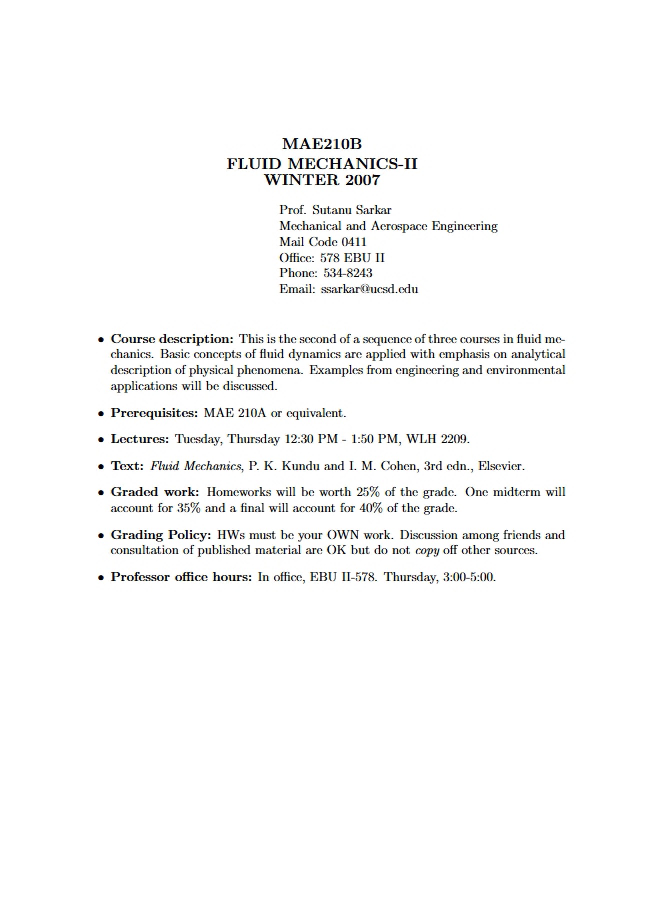 MAE 210B Curriculum Summary