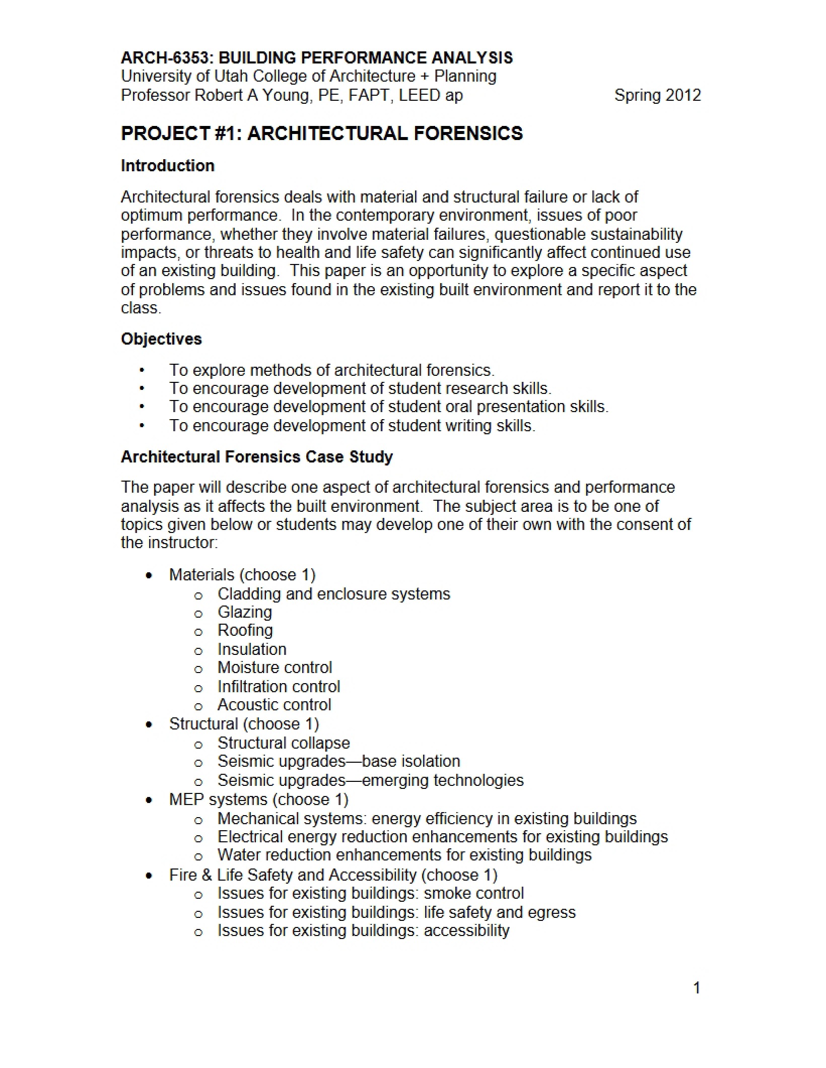 Architectural Forensics Project 1