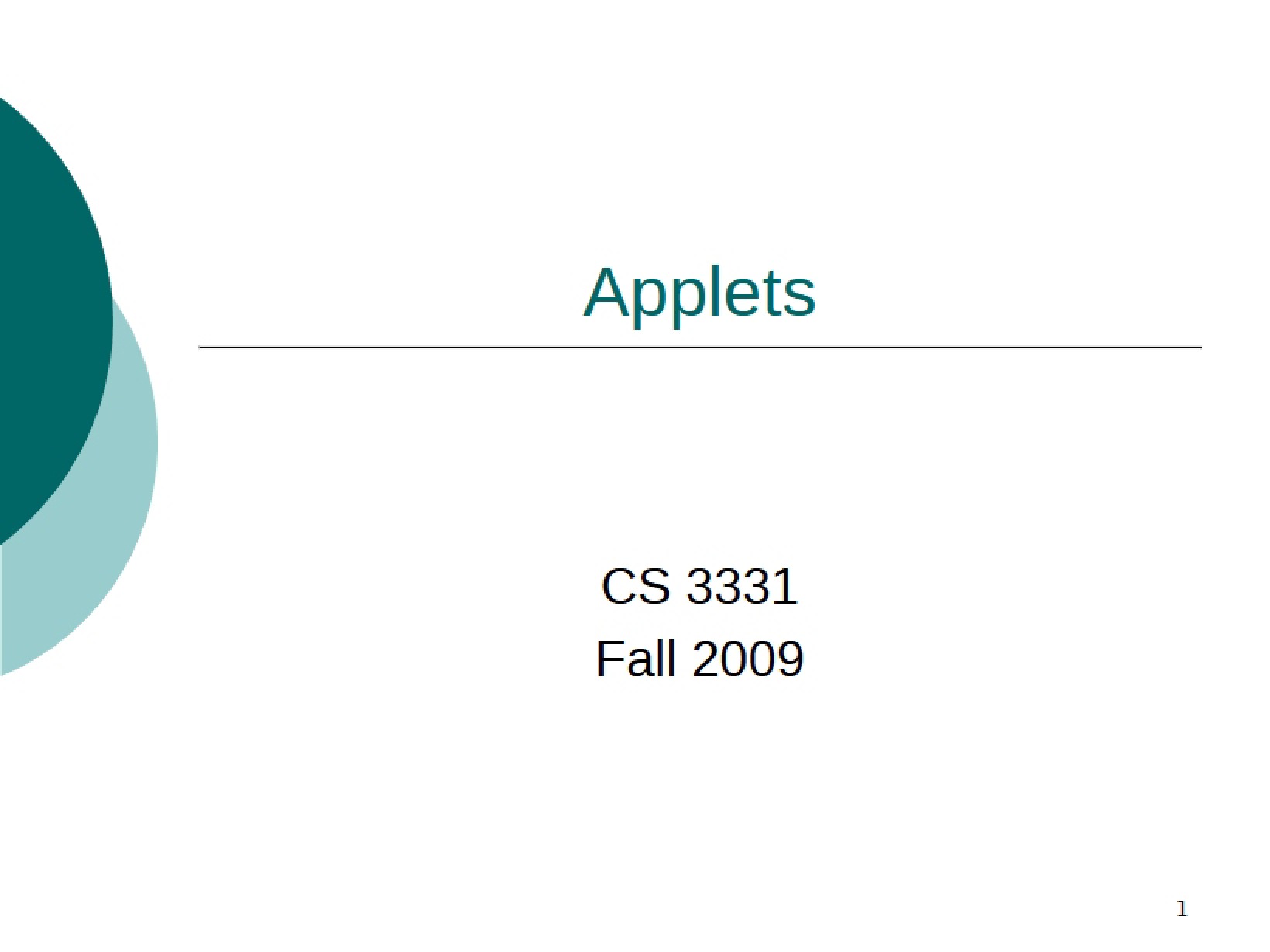 Lecture Notes on Applets