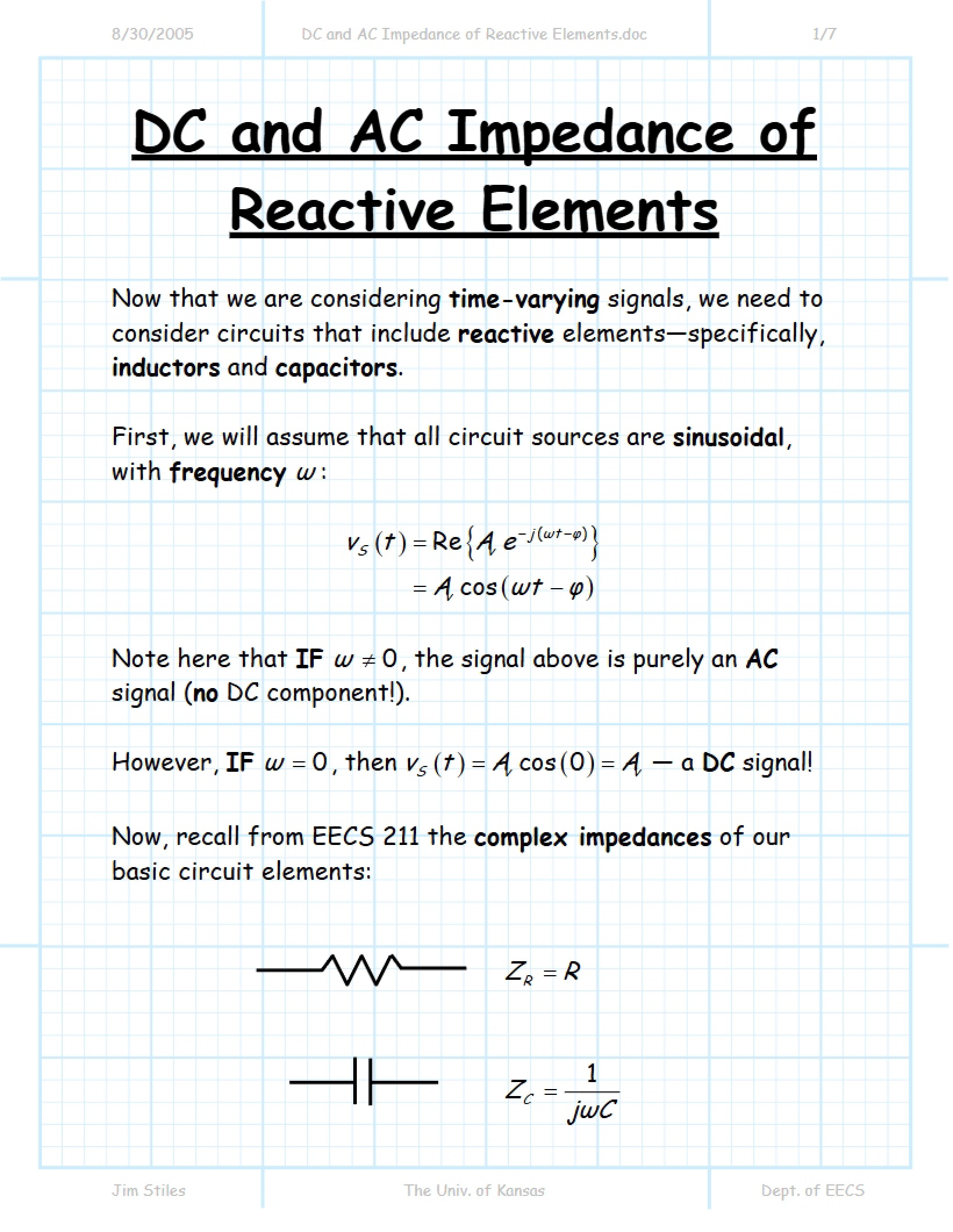 Reactive Elements AC and DC Impedance