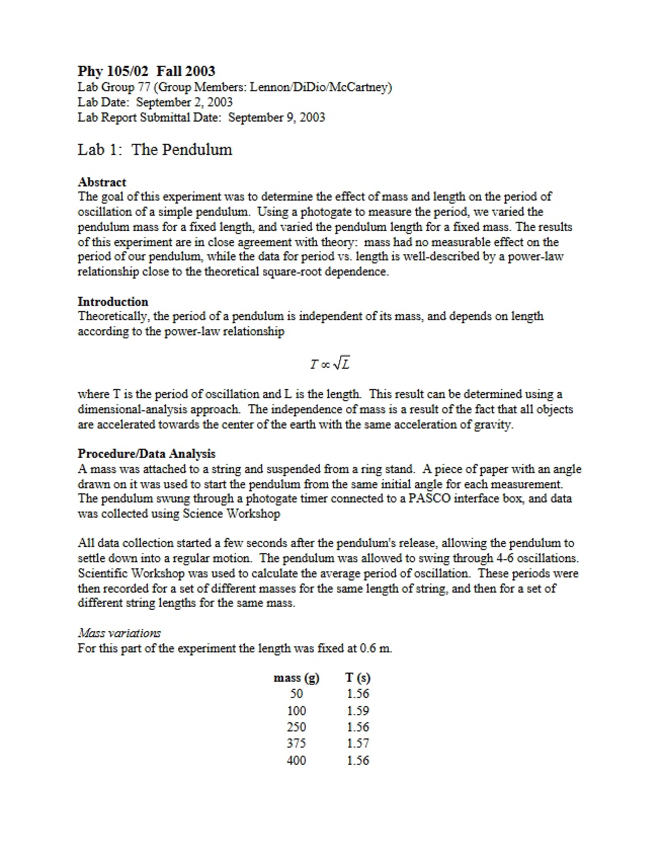 Syllabus for General Physics 1