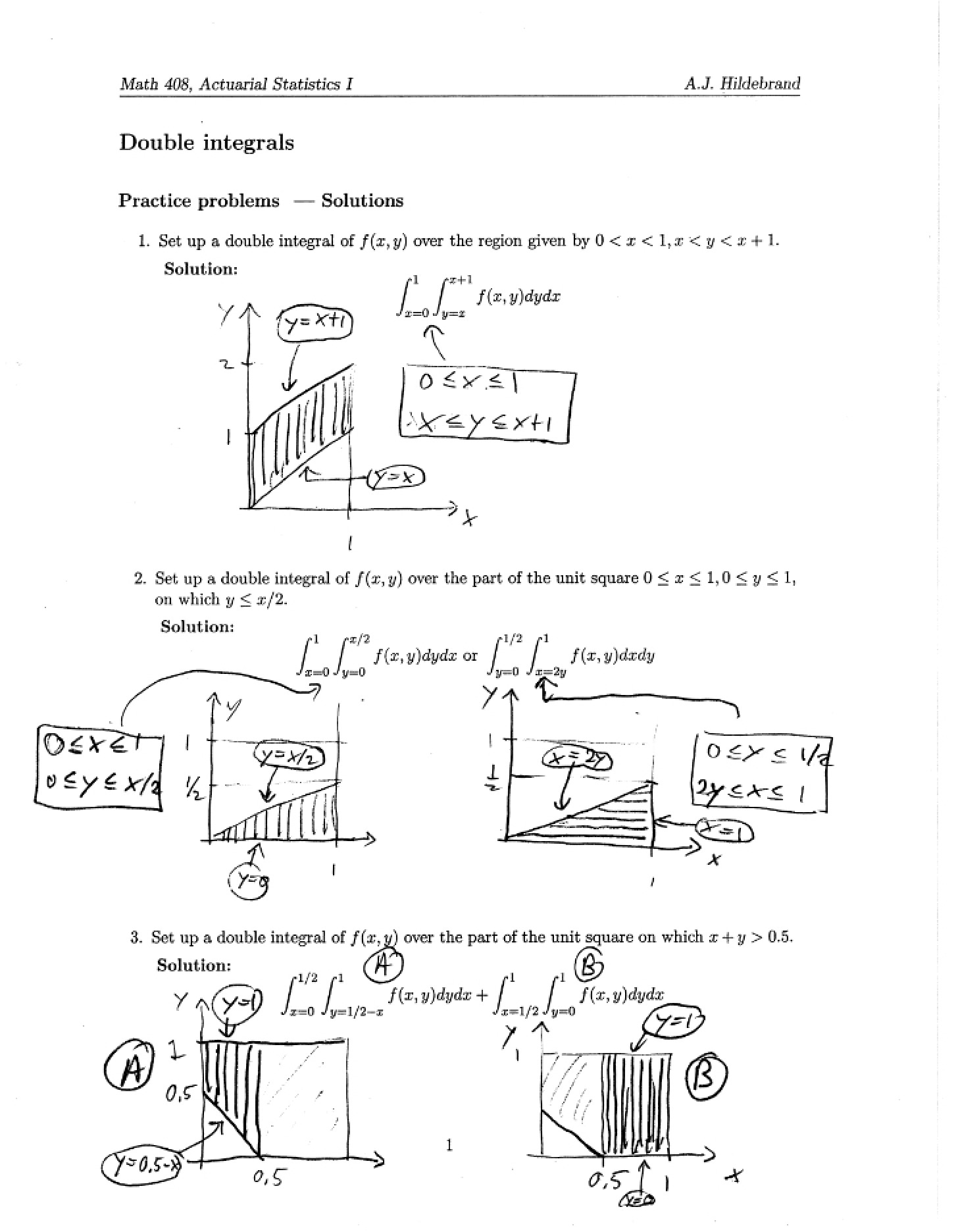 Solutions to Double Integrals