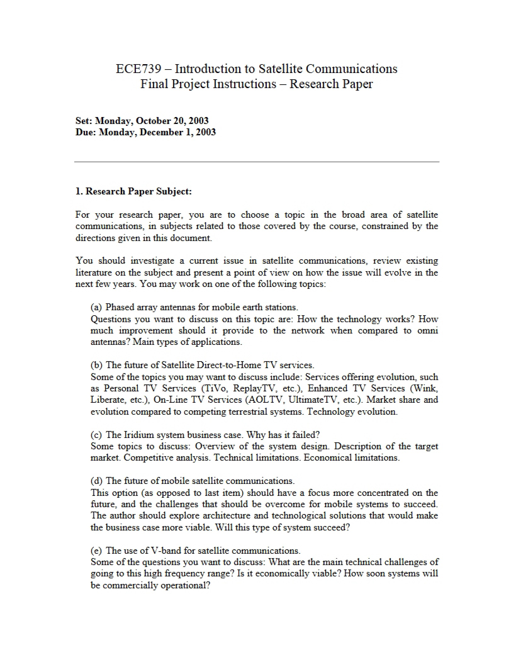 Research Paper Guidelines for Final Project