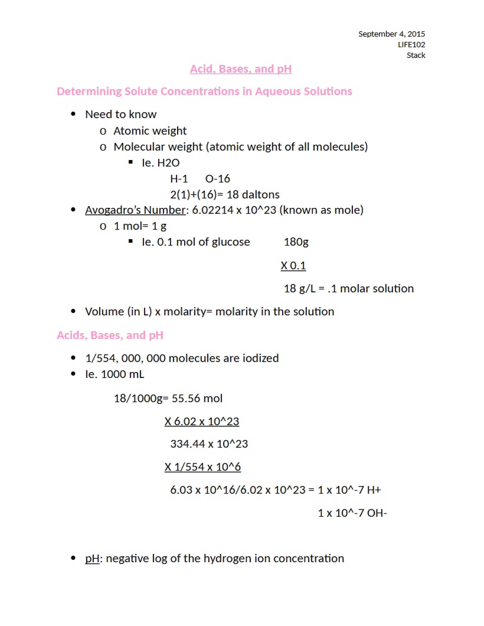 Class Notes Sept 4