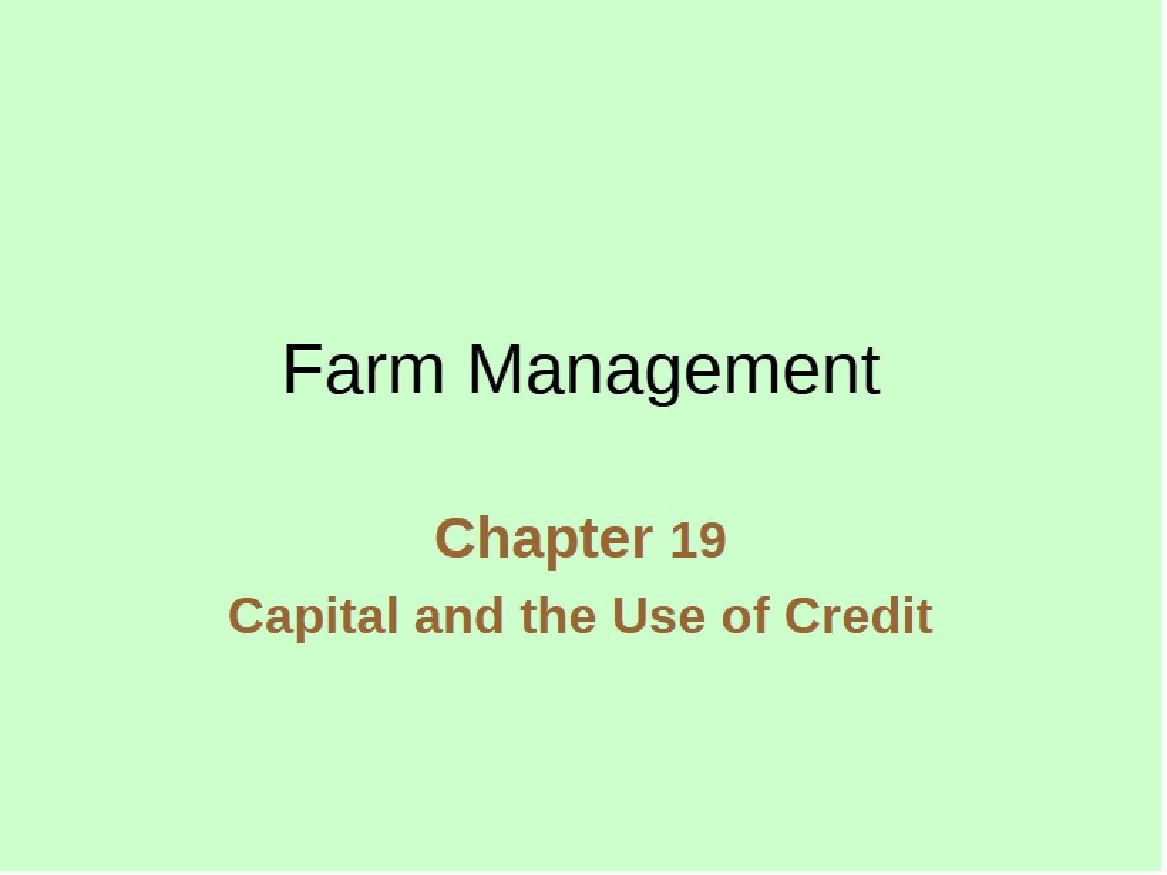 Farm Management Chapter 19