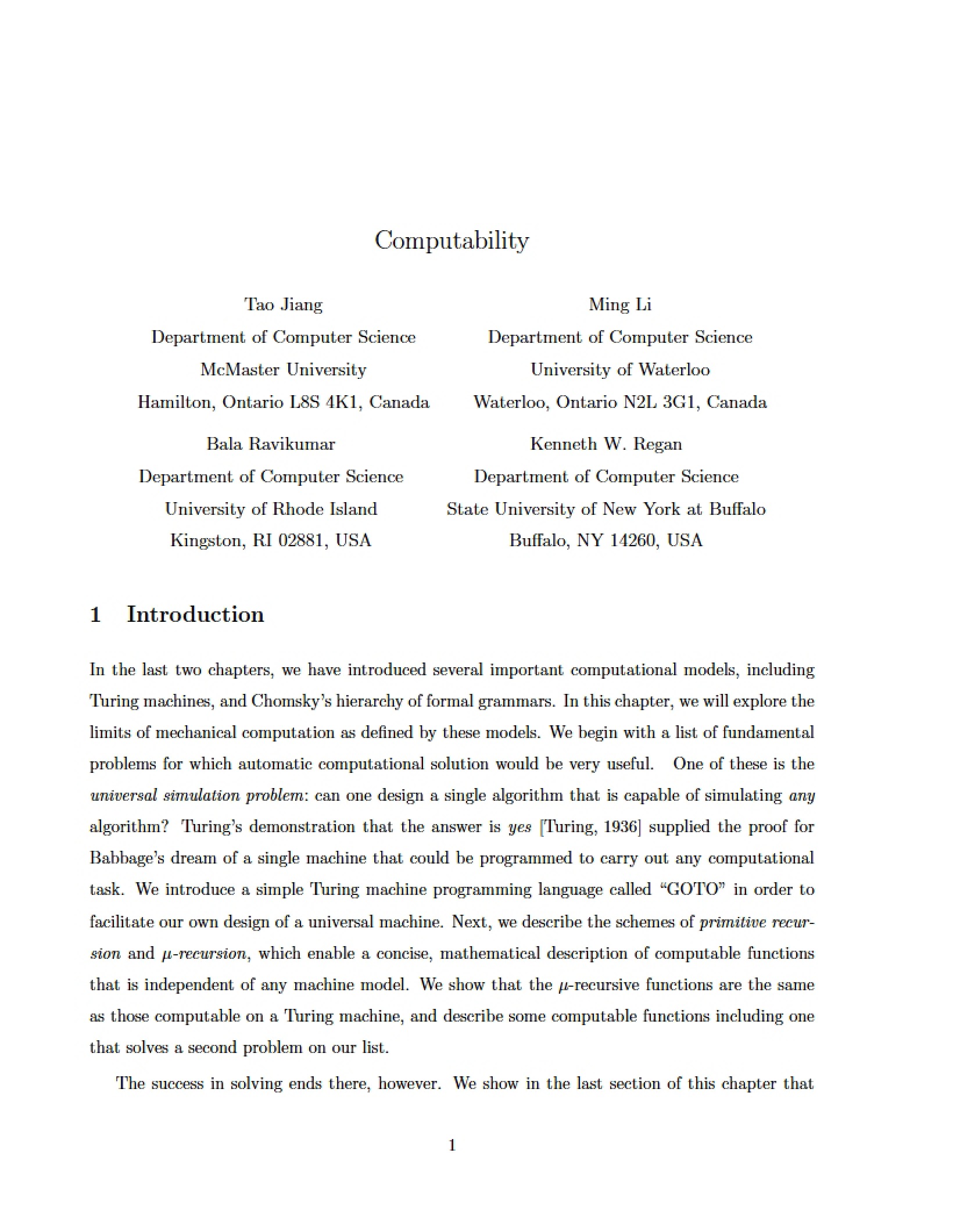 Computability Theory