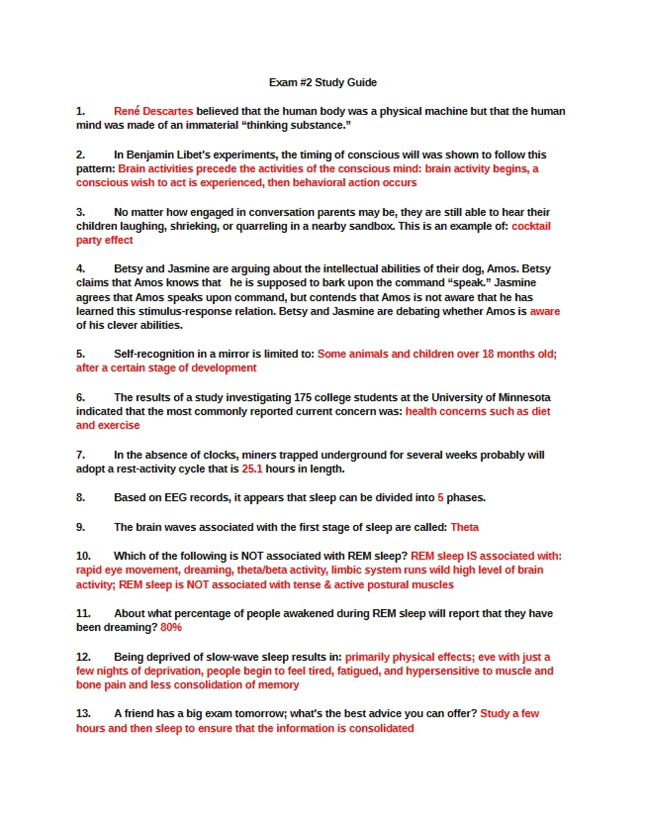 Guide for Psychology Test Two
