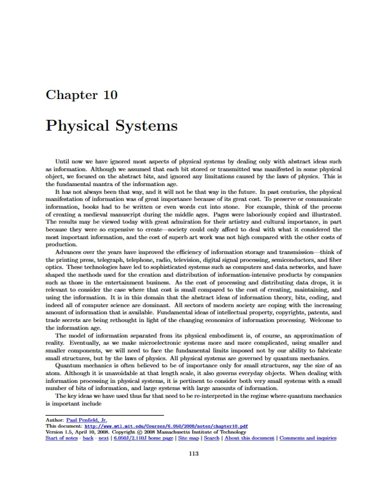 Physics of Systems