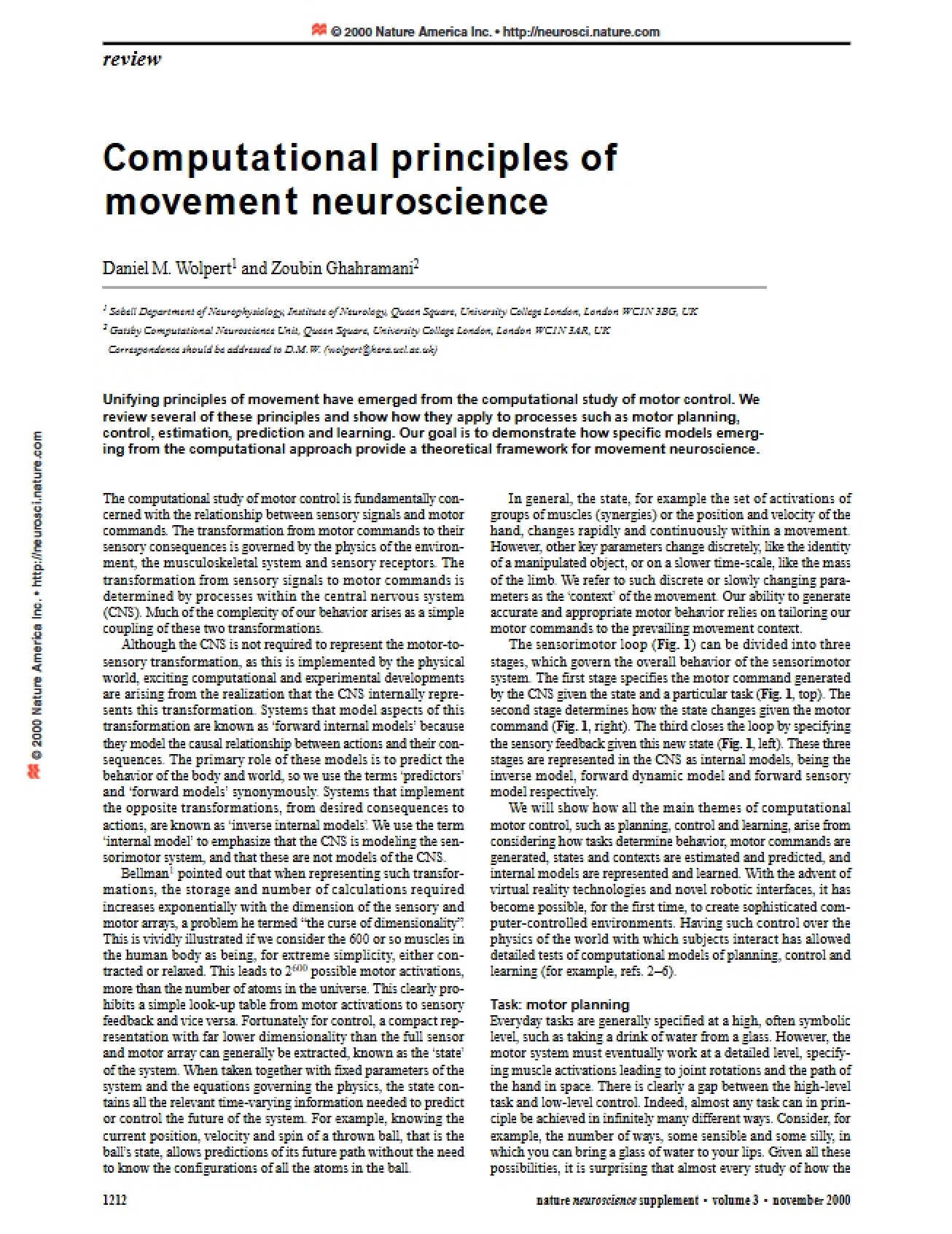 Movement Neuroscience Computational Principles