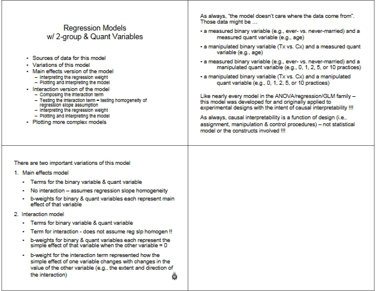 2-Group and Quant Variable Regression Models