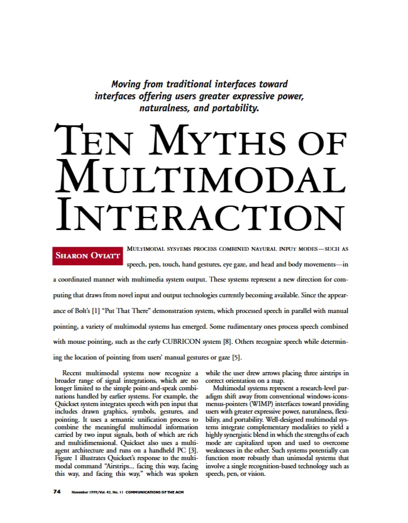 Multimodal Interaction: Ten Myths