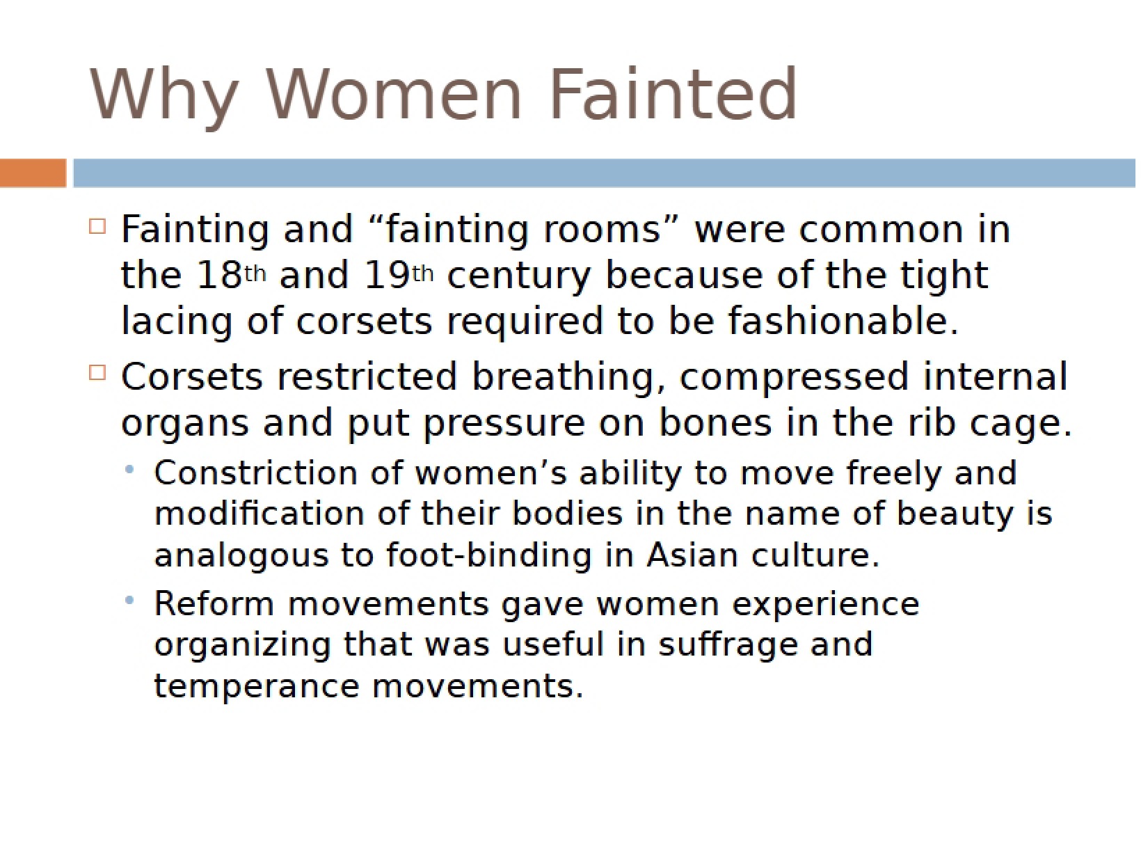 Reasons Women Fainted