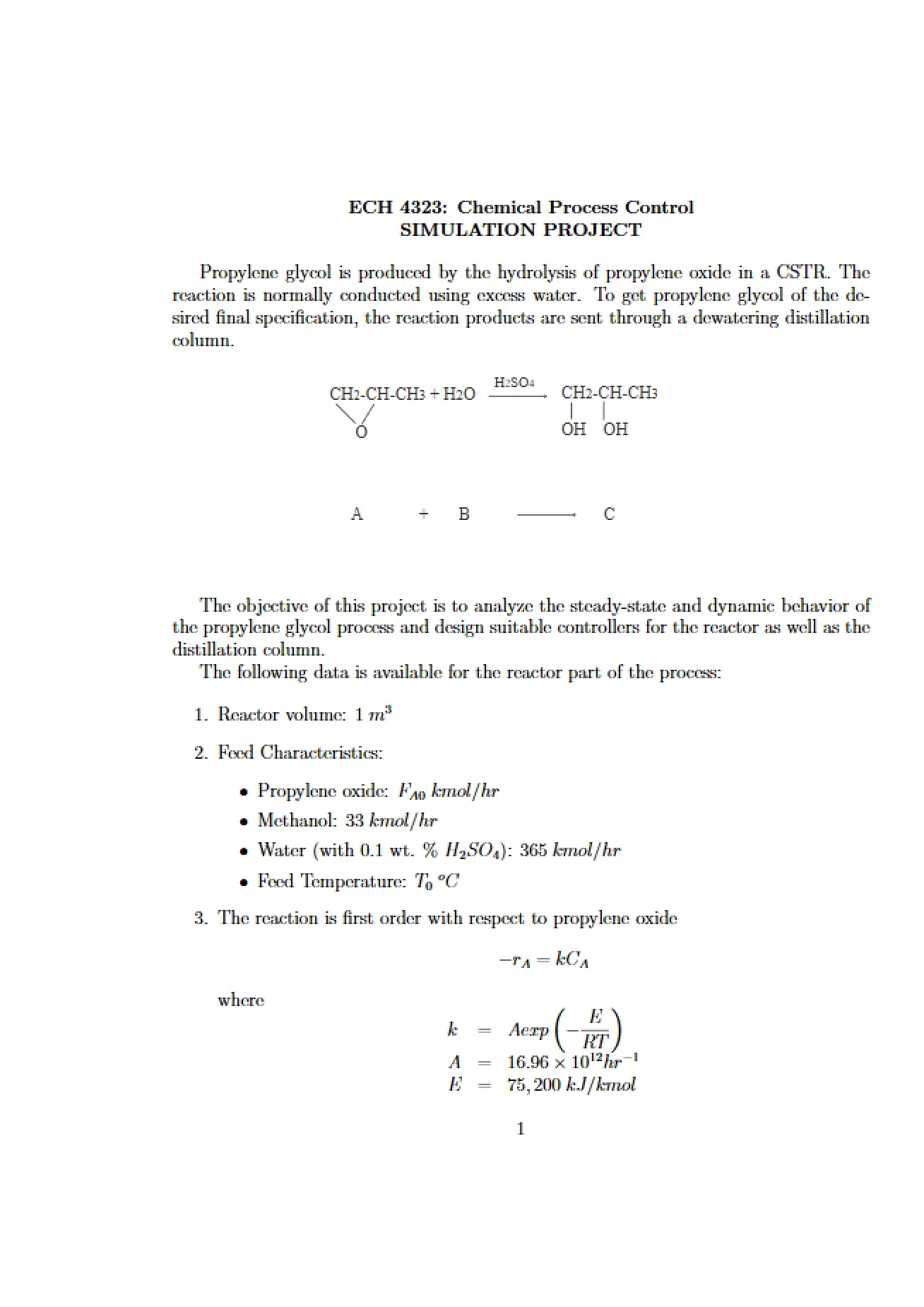 Simulation Project for Process Control