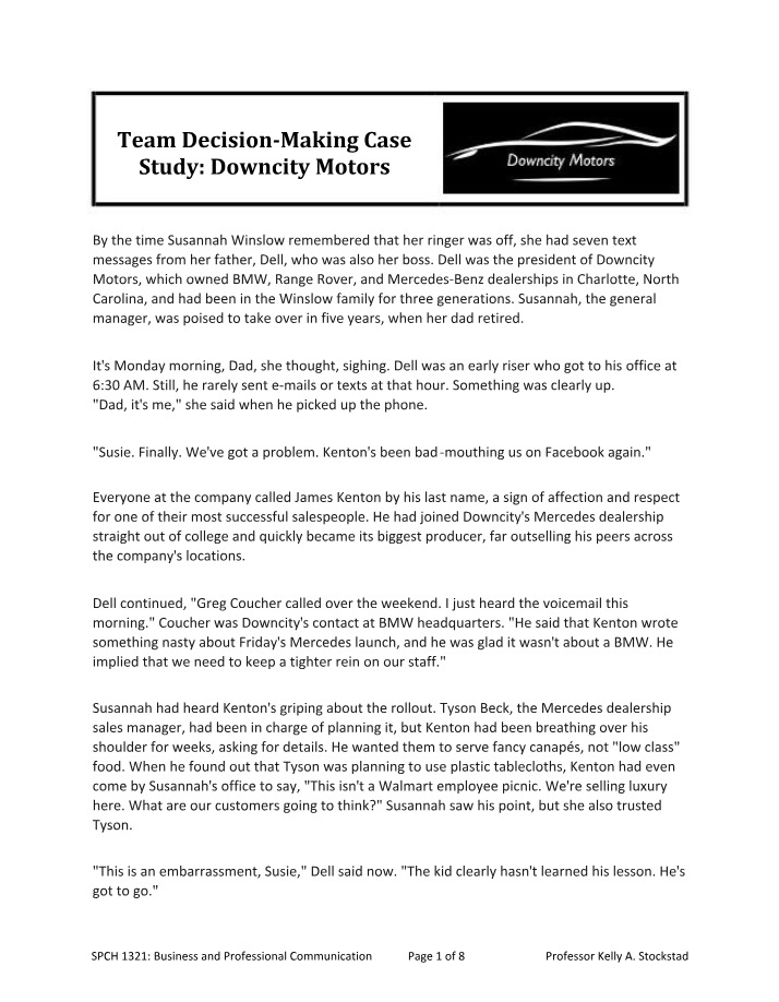 Case Study - Downcity Motors