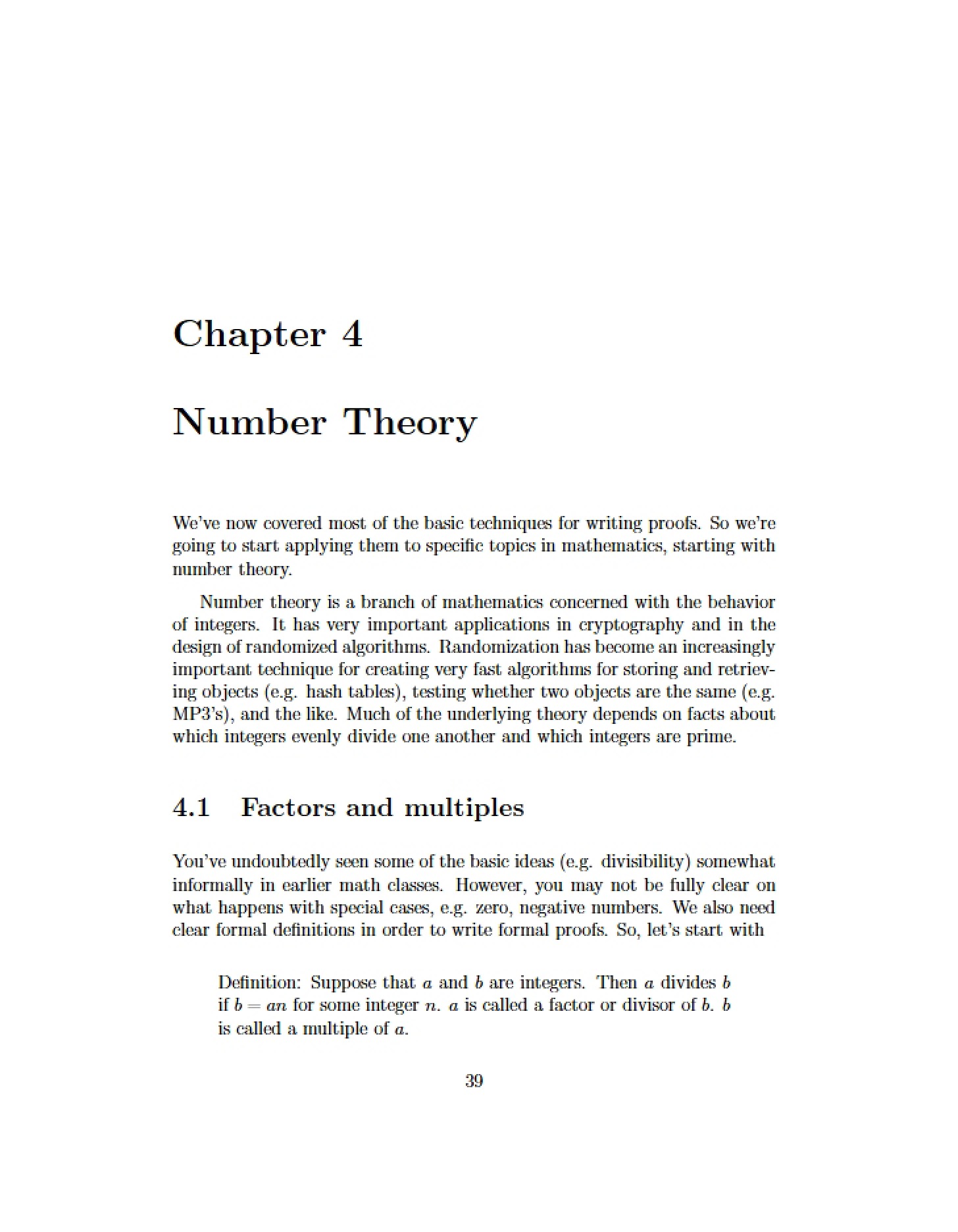 Chapter 4 Number Theory
