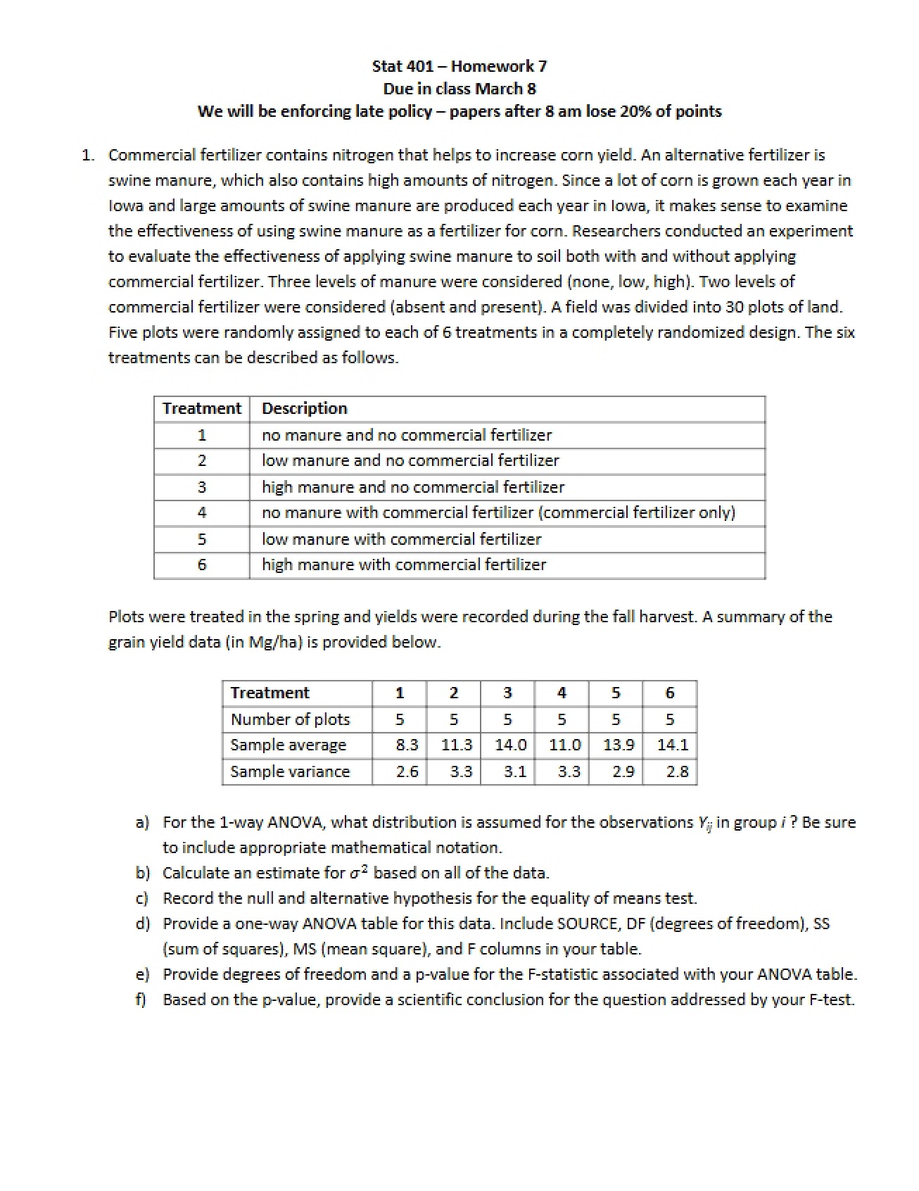 Seventh Homework for Statistical Methods for Research