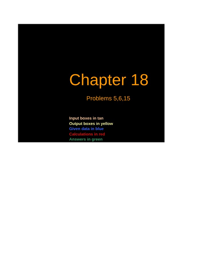 Excel Solutions for Ross Chapter 18