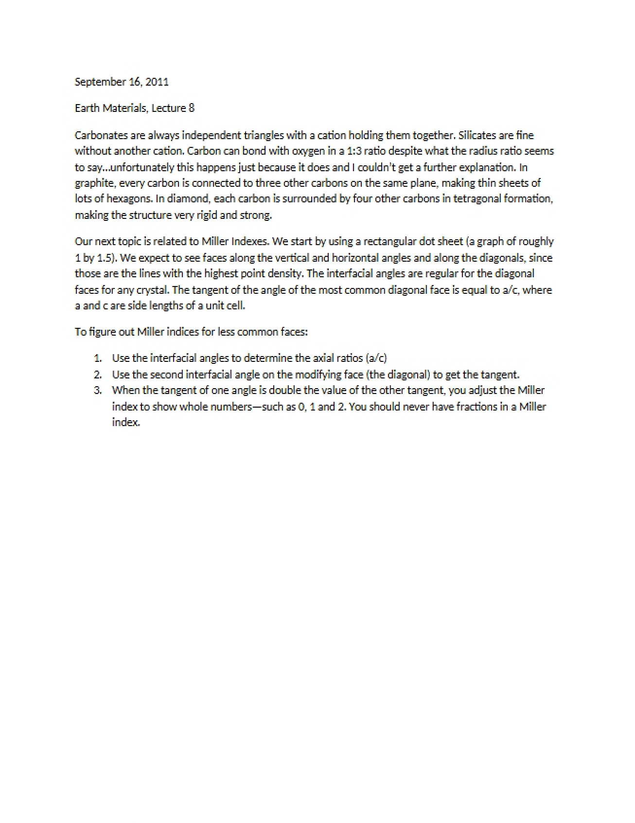 Class Notes Earth Materials - 1 Pages