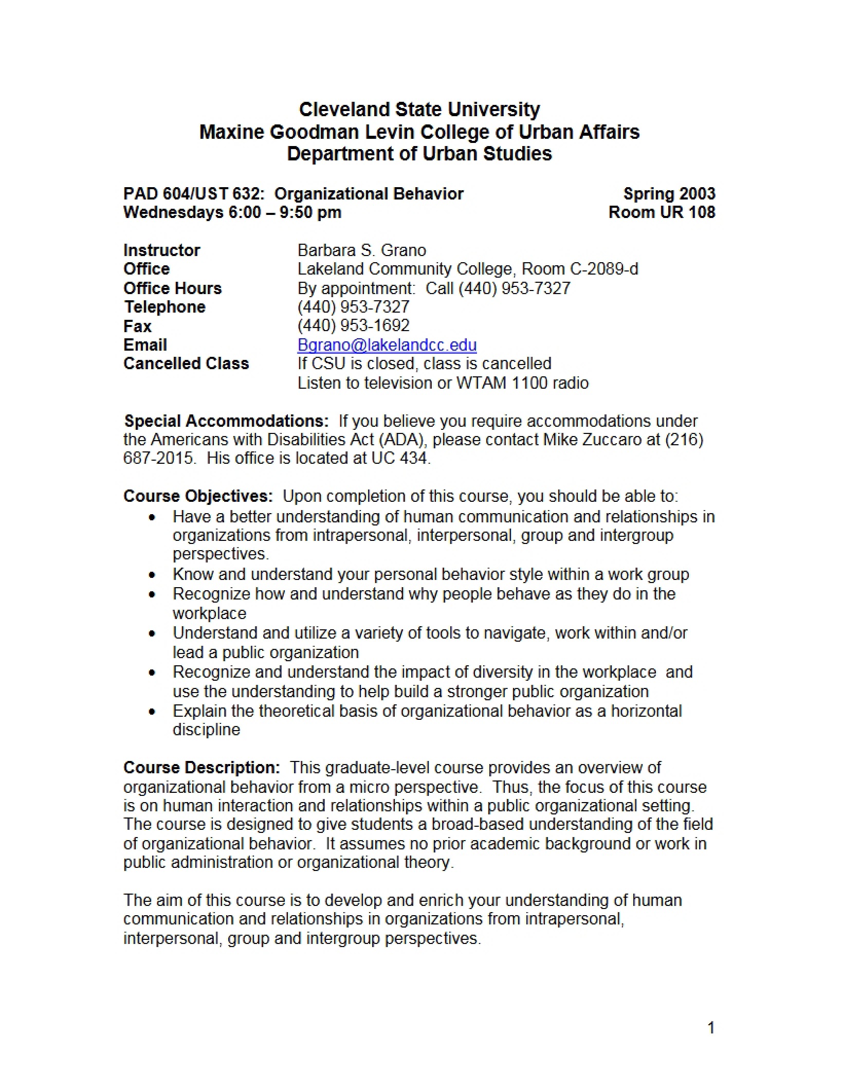 PAD 604 Course Syllabus