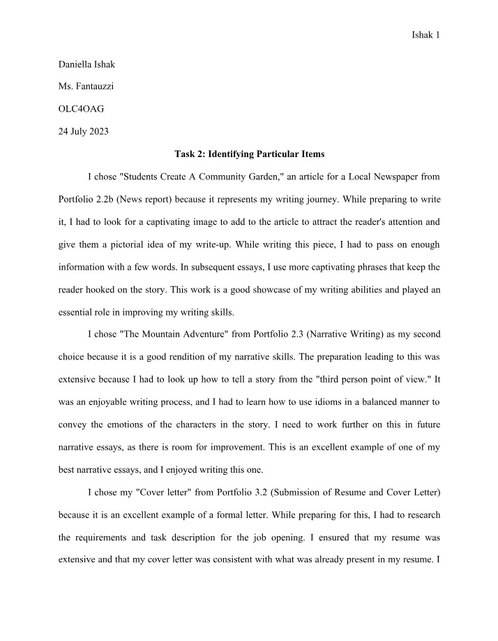 Writing Skills Showcase - Articles and Formal Documents