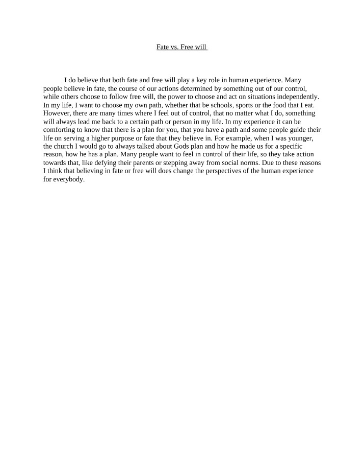 Free Will vs. Fate