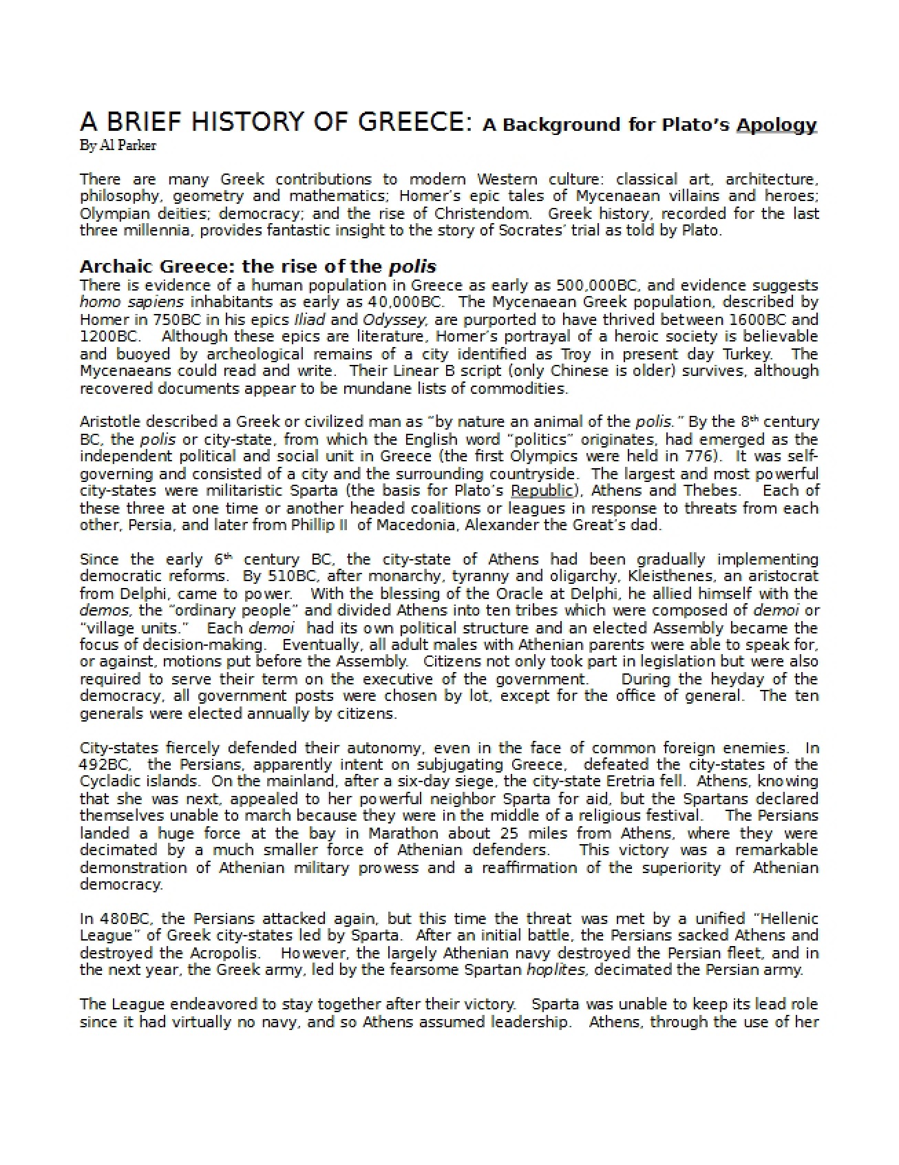 Apology by Plato Background