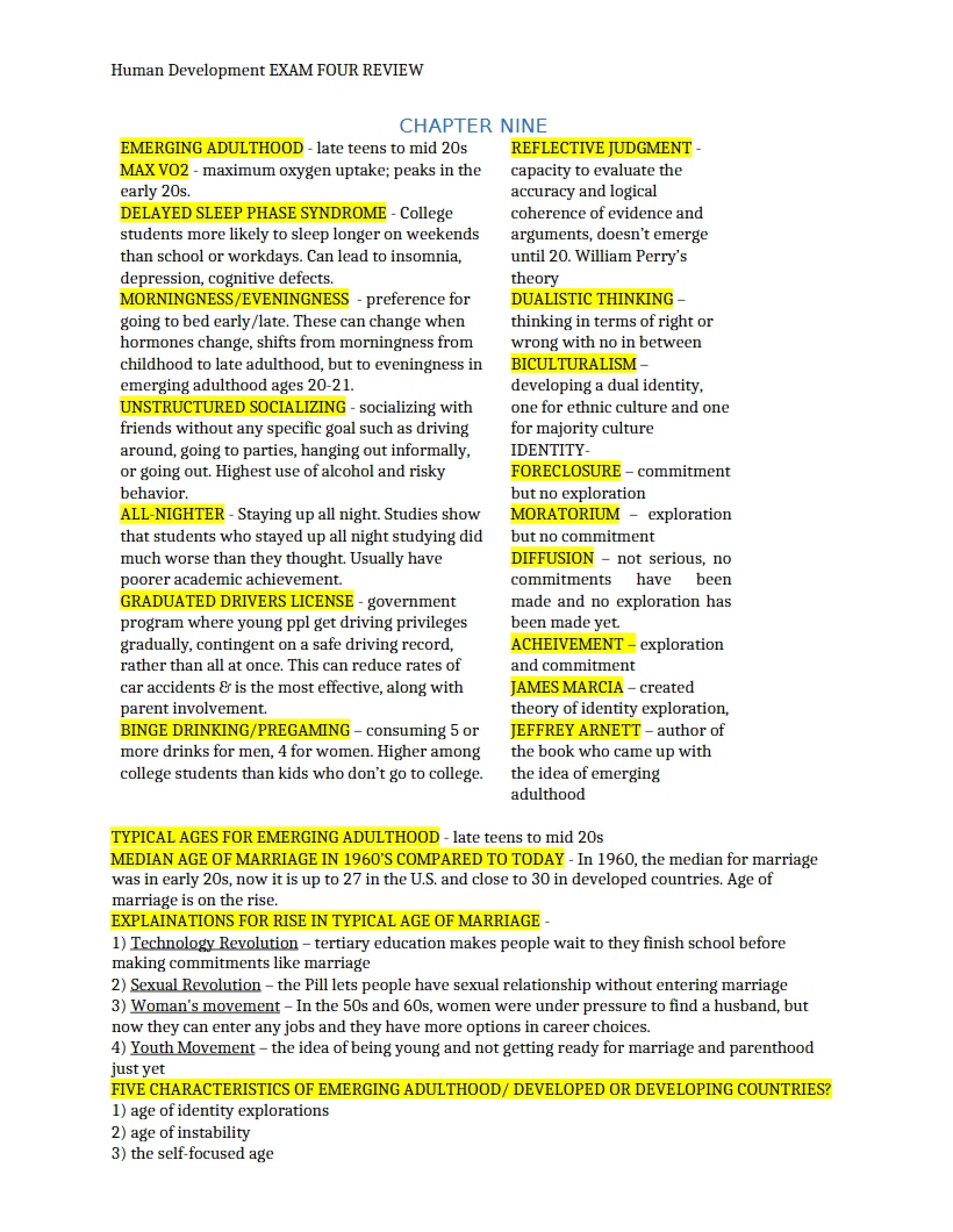 Human Development Chapter 9