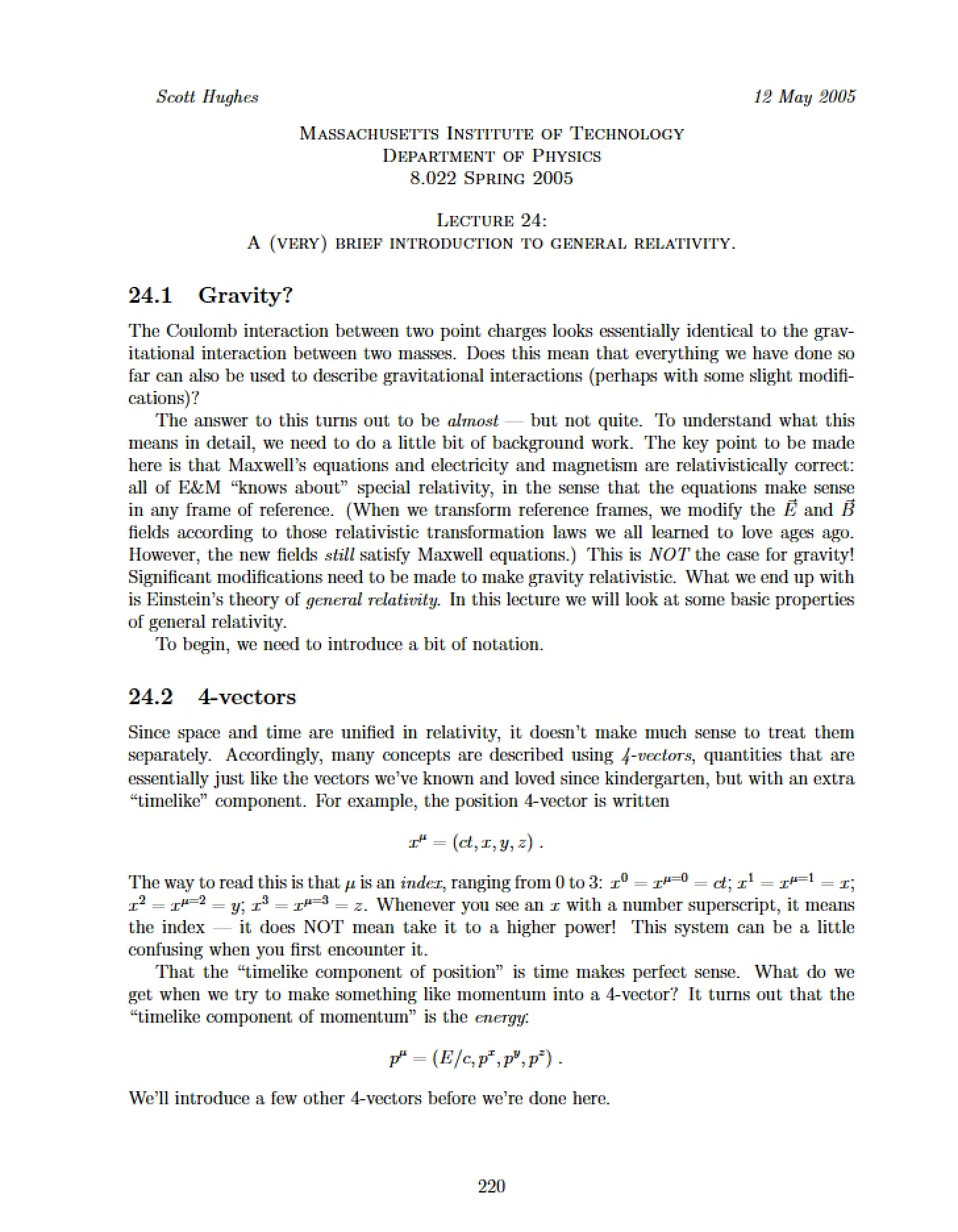 Academic Lecture Notes