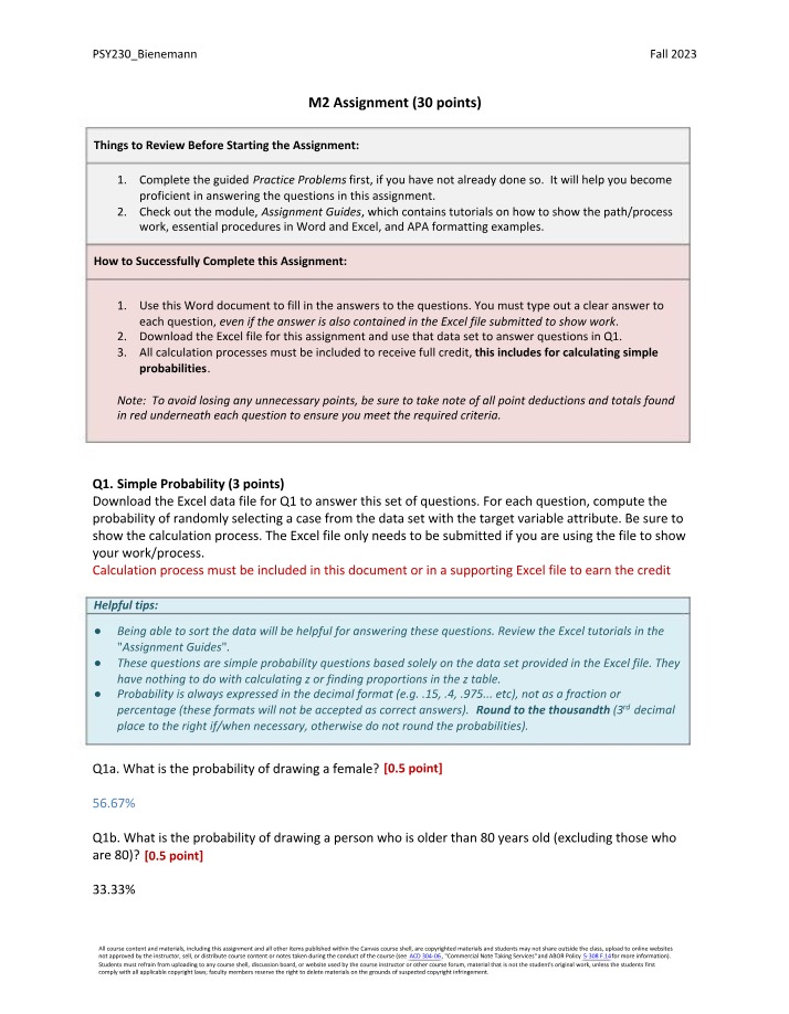 M2 Assignment - Z-Scores and Simple Probability