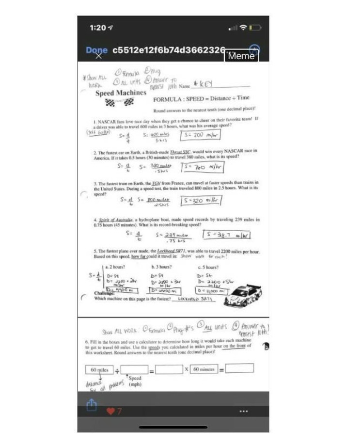 SCI201 - Speed Machines Worksheet
