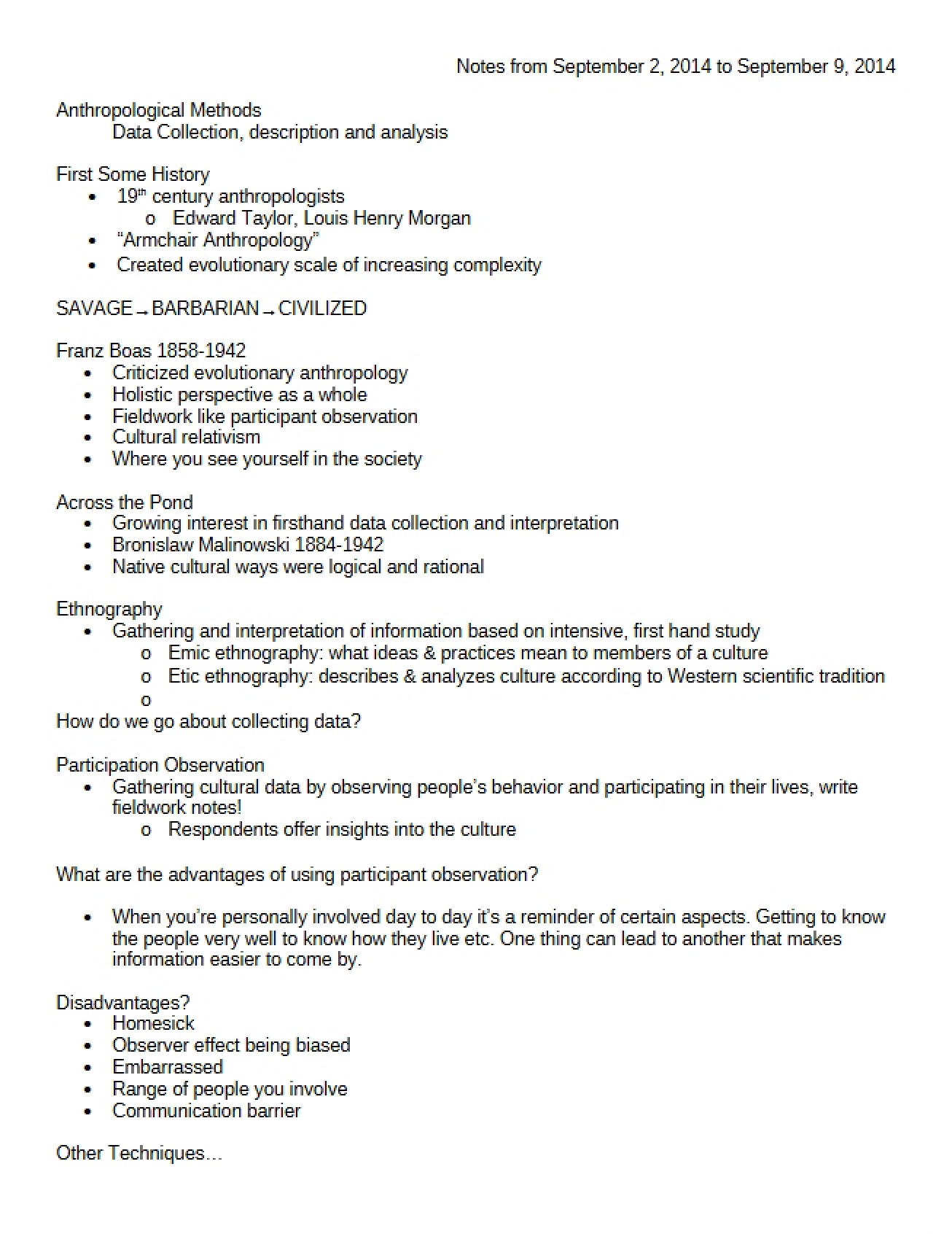 Methods in Anthropology