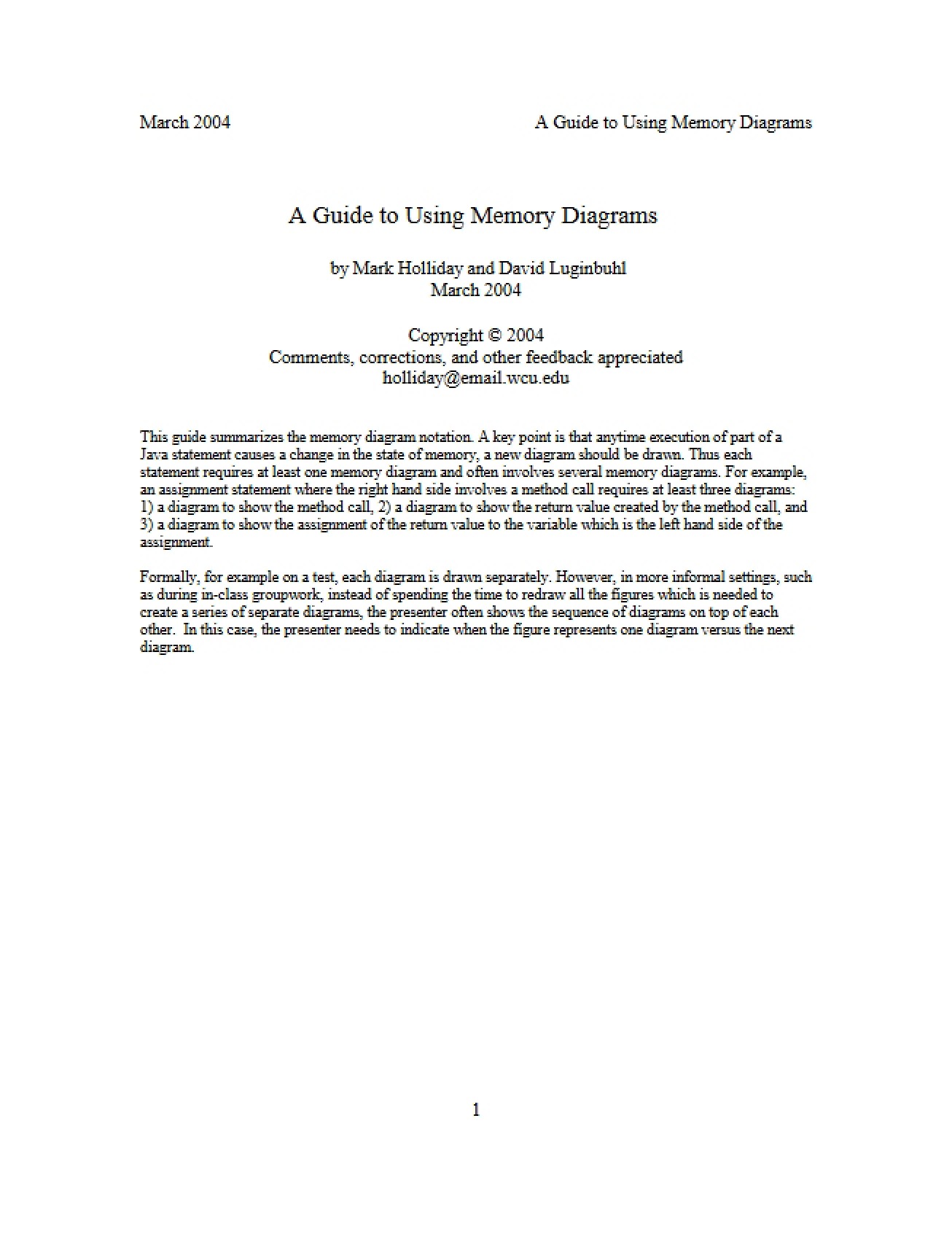 Guide to Using Memory Diagrams
