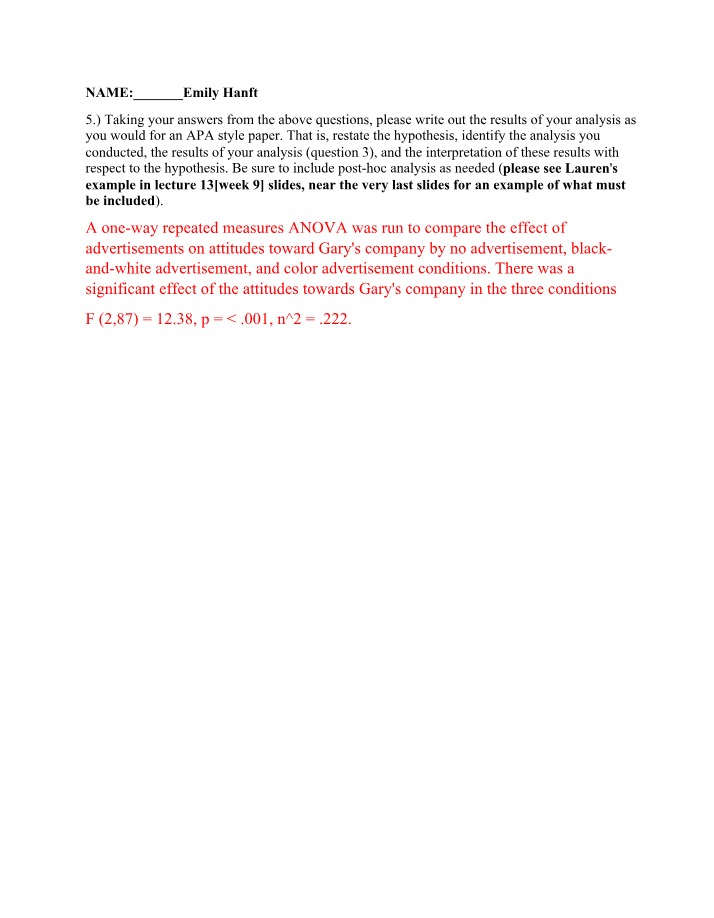 One-Way ANOVA Assignment - Allan