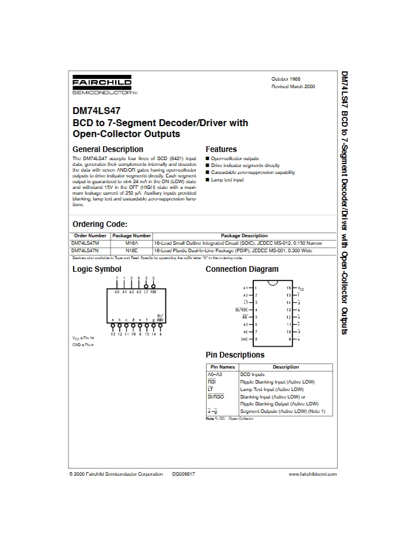 Datasheet for DM74LS47