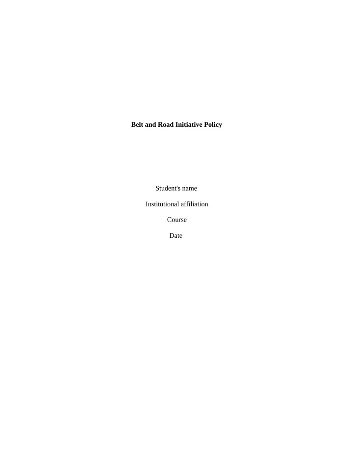 Policy on the Belt and Road Initiative