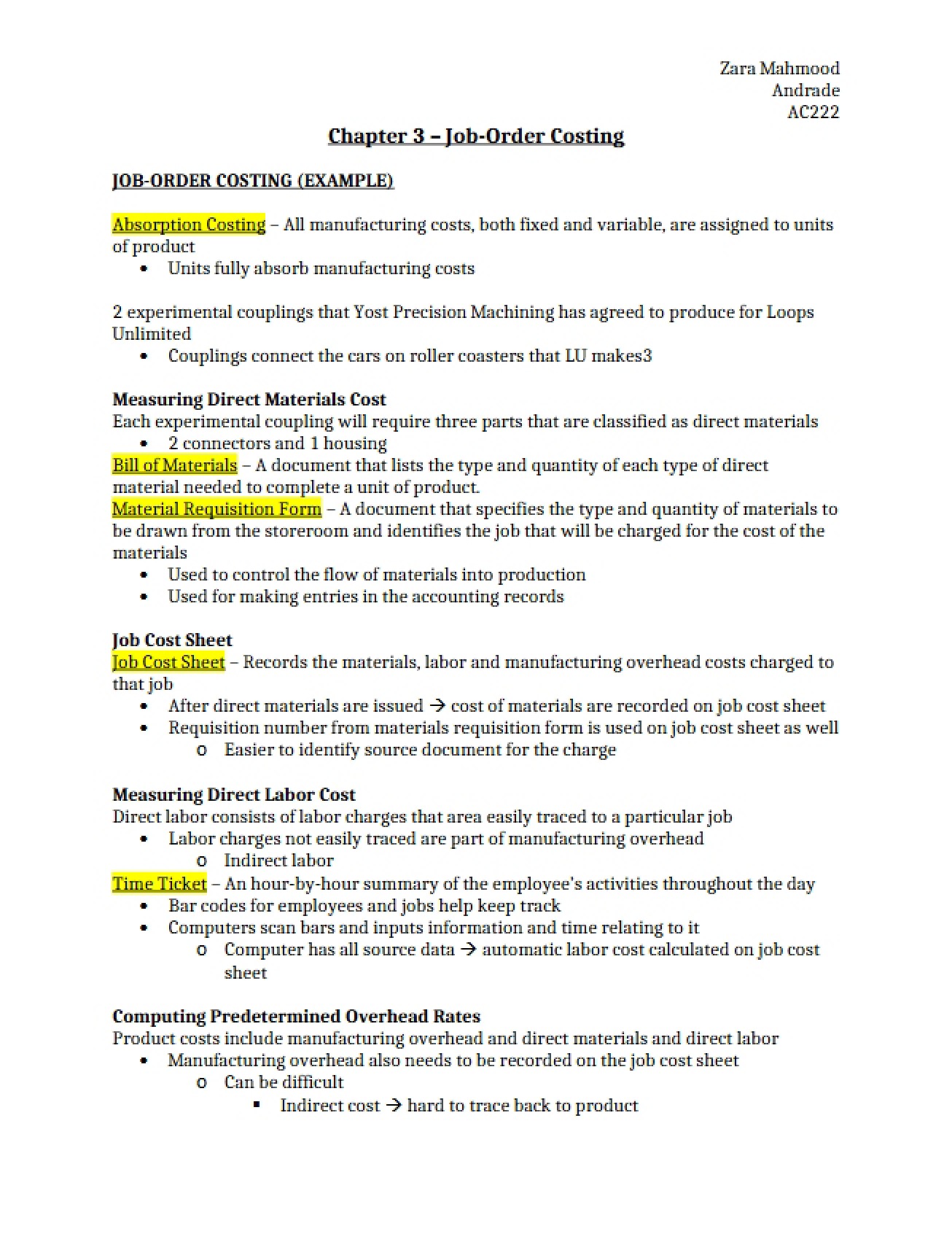 Introduction to Job-Order Costing (Chapter 3)